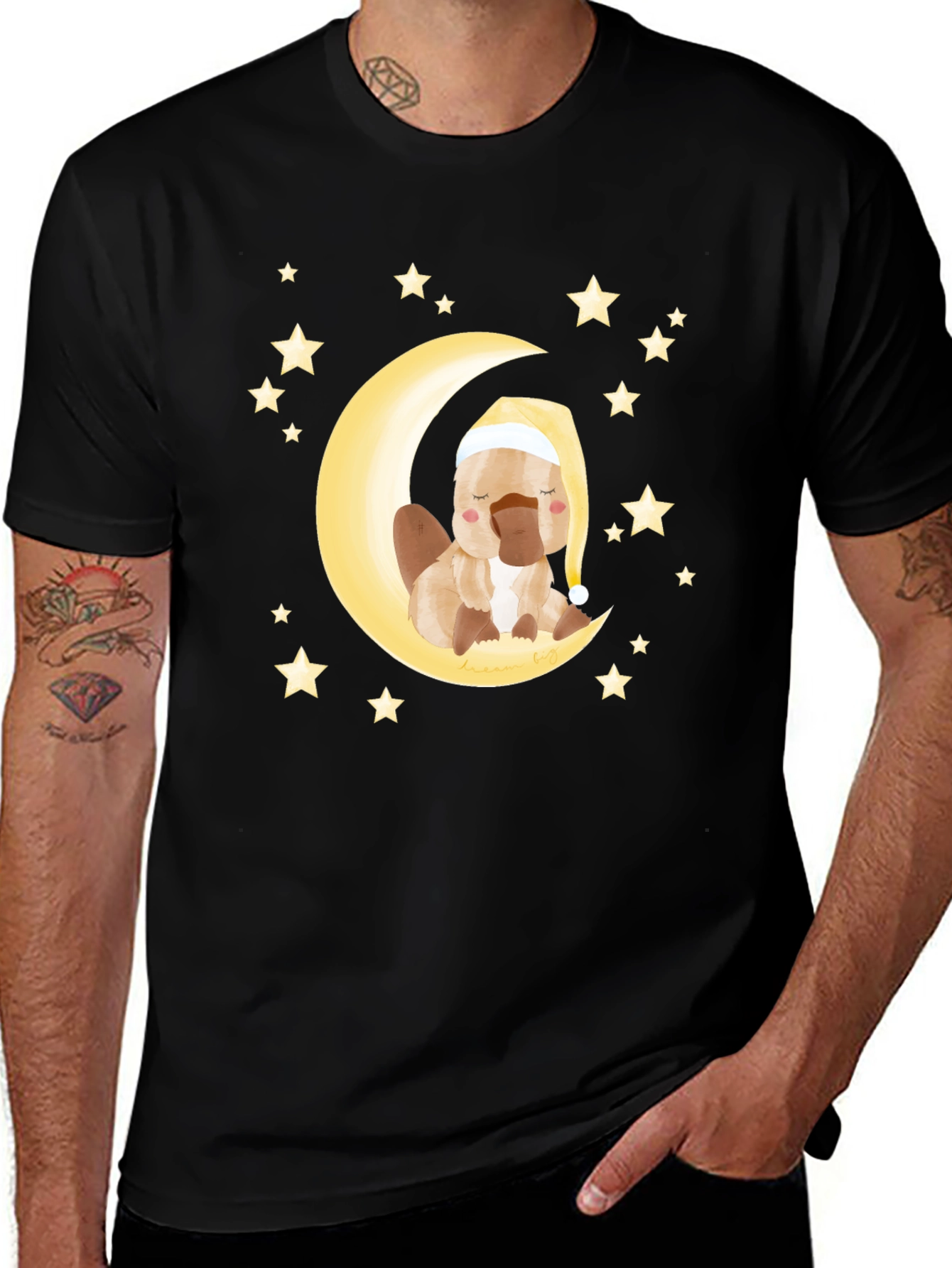 Variant 25 of Cute Cartoon Platypus Moon Stars Graphic T-Shirt