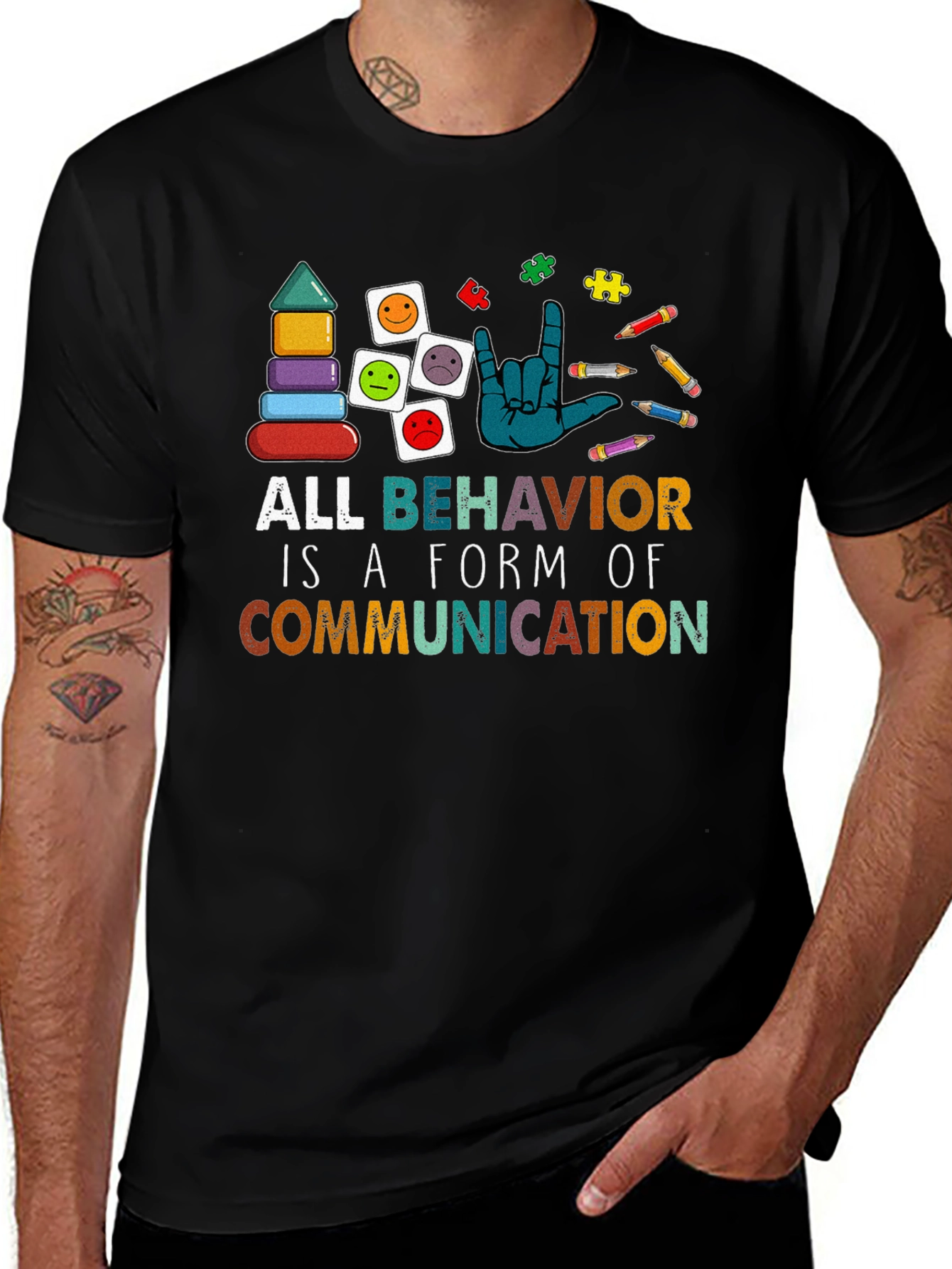 Variant 14 of All Behavior is Communication Autism Awareness Tee