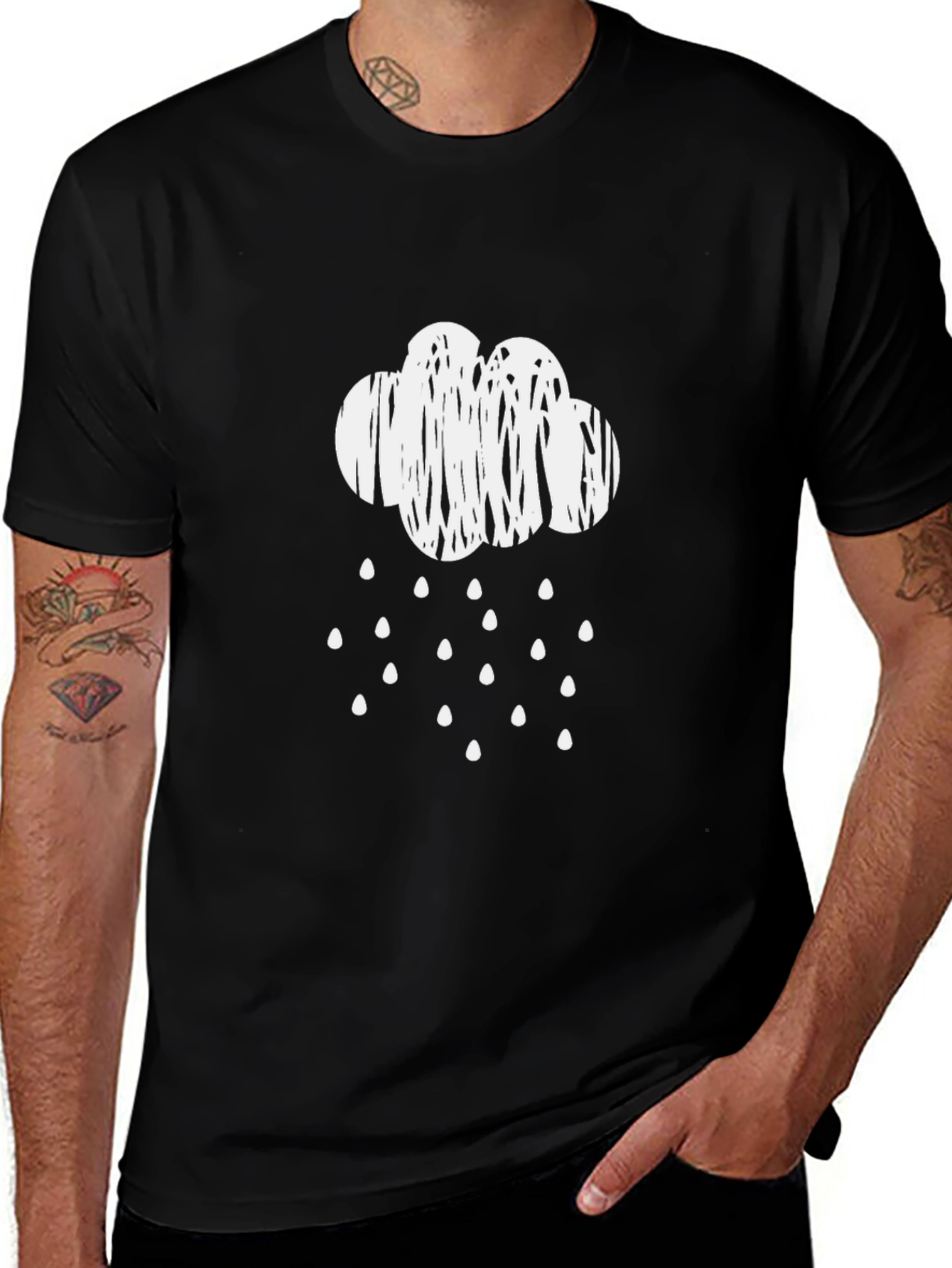Variant 2 of Rainy Day Cloud Graphic Tee - Black
