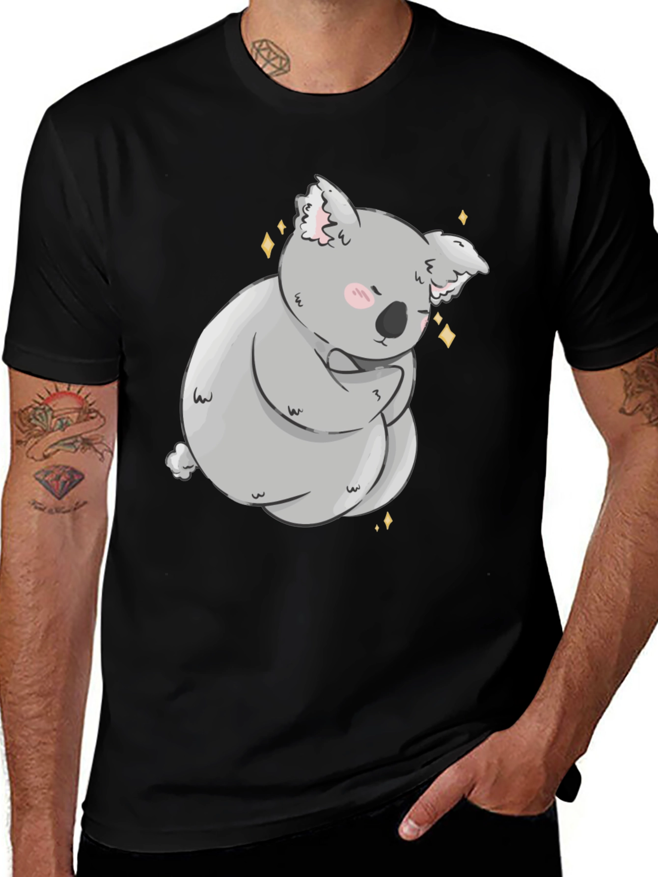 Variant 29 of Cute Koala Bear Graphic Black T-Shirt