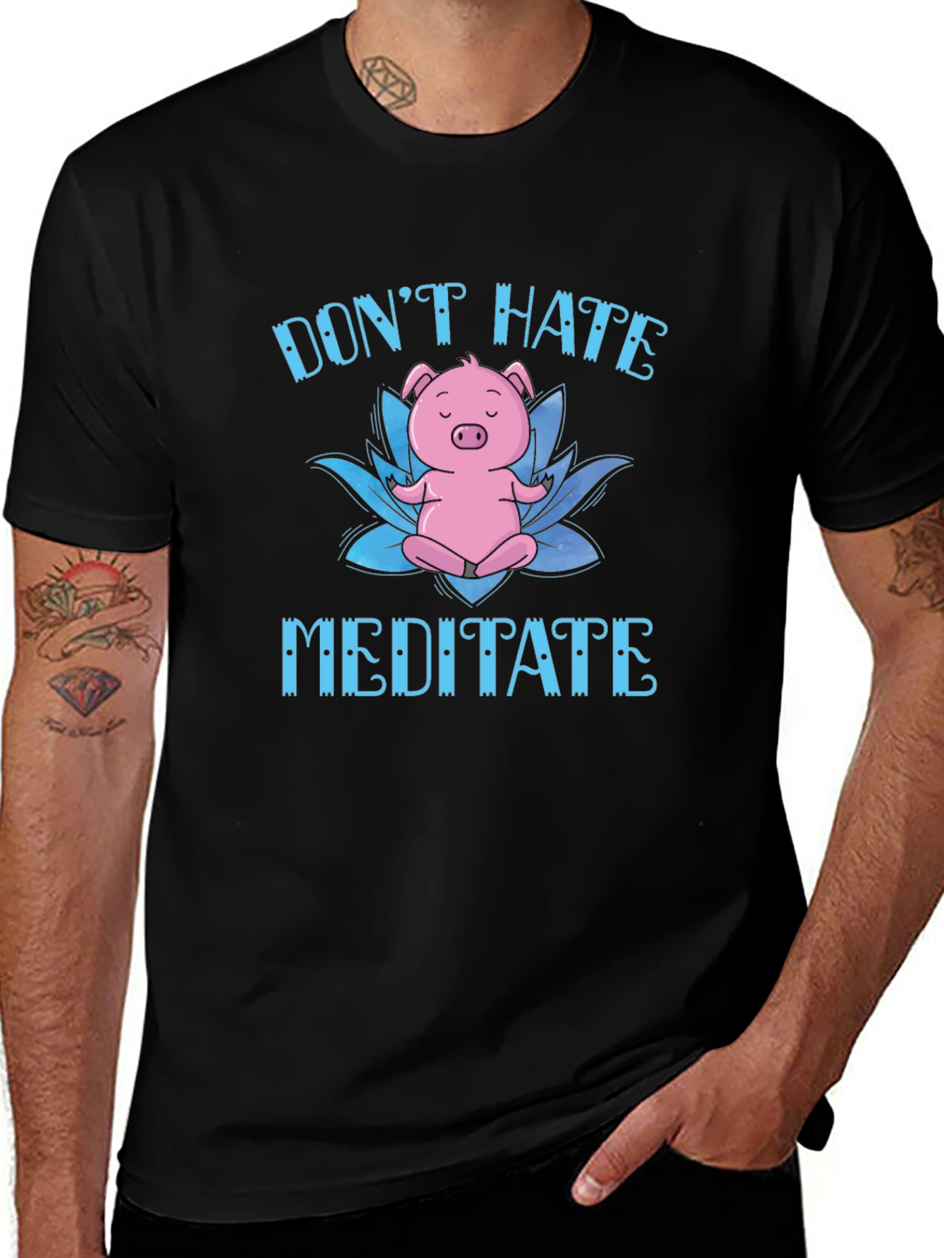 Variant 10 of Don't Hate Meditate Pig T-Shirt