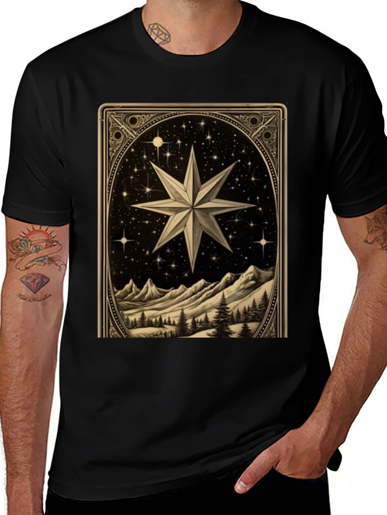 Variant 21 of Celestial Star Mountain Scene Graphic Tee