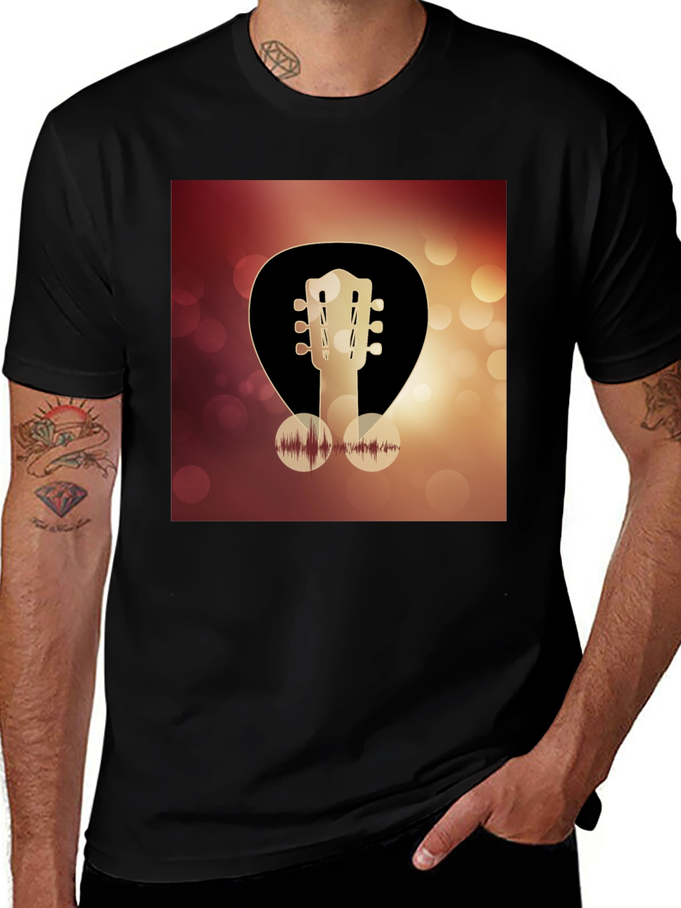 Black Guitar Headstock Graphic Tee - Music Lover T-Shirt main image