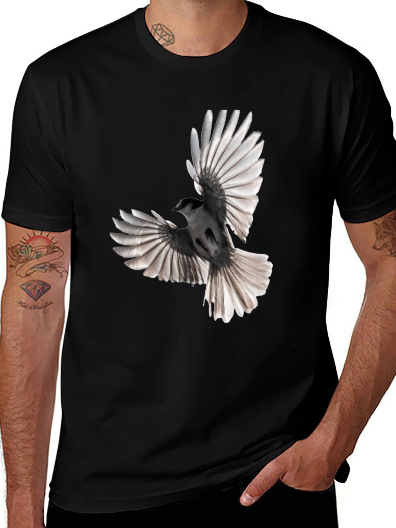Variant 29 of Black Bird Graphic Tee - Mens Casual Crew Neck