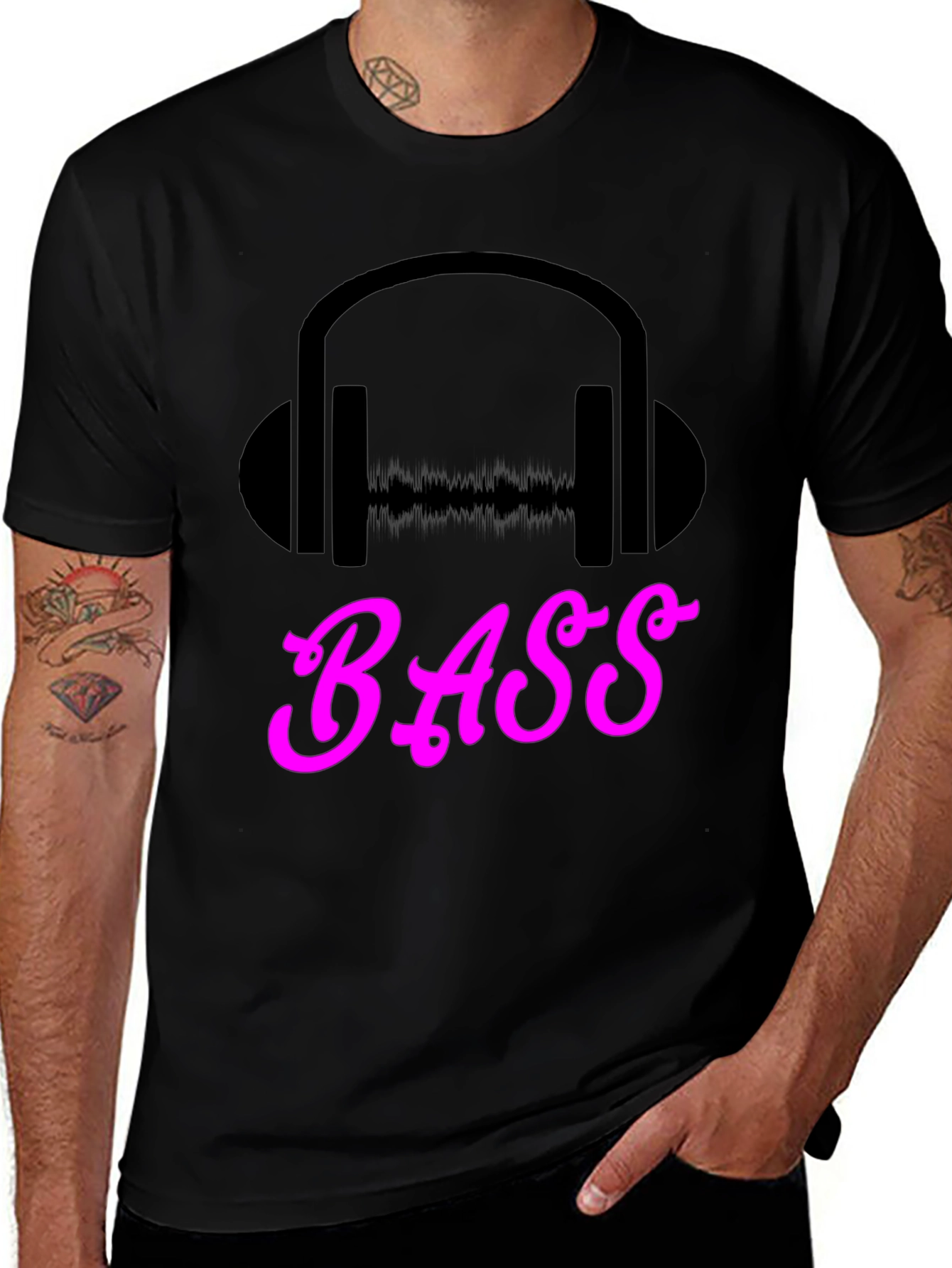 Variant 28 of Bass Headphones Graphic Tee - Black