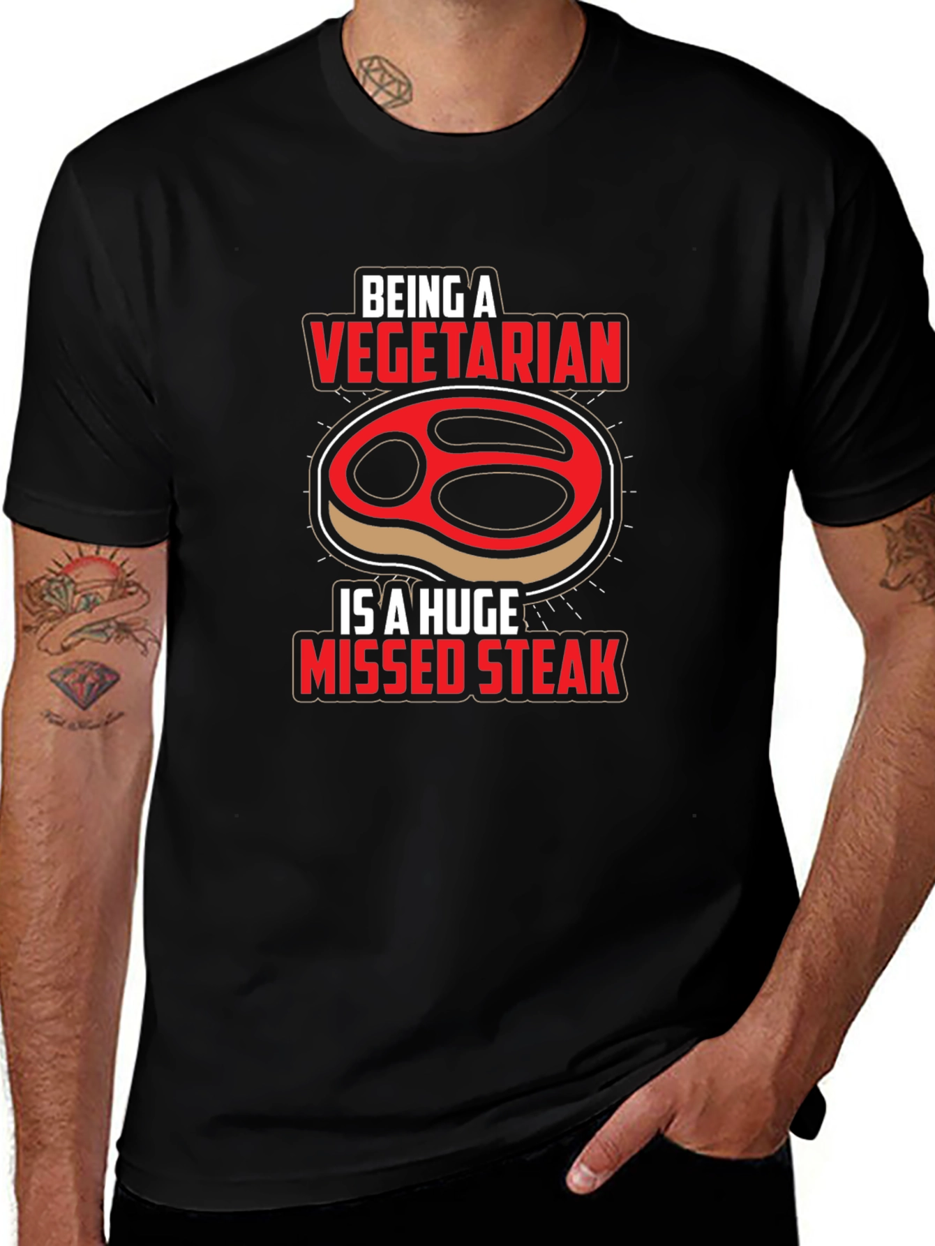 Variant 15 of Vegetarian Missed Steak Graphic T-Shirt