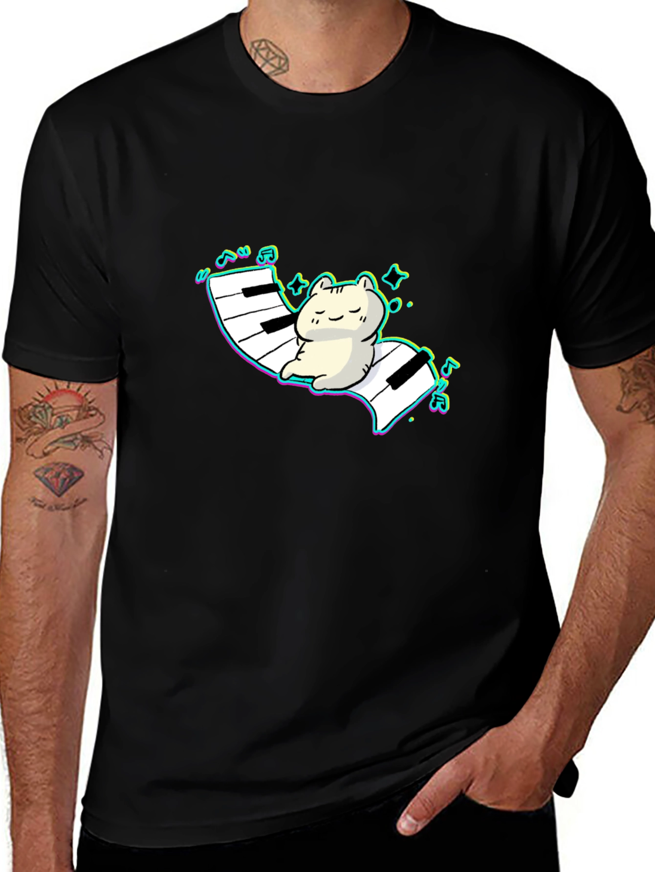 Variant 13 of Cute Cat Piano T-Shirt