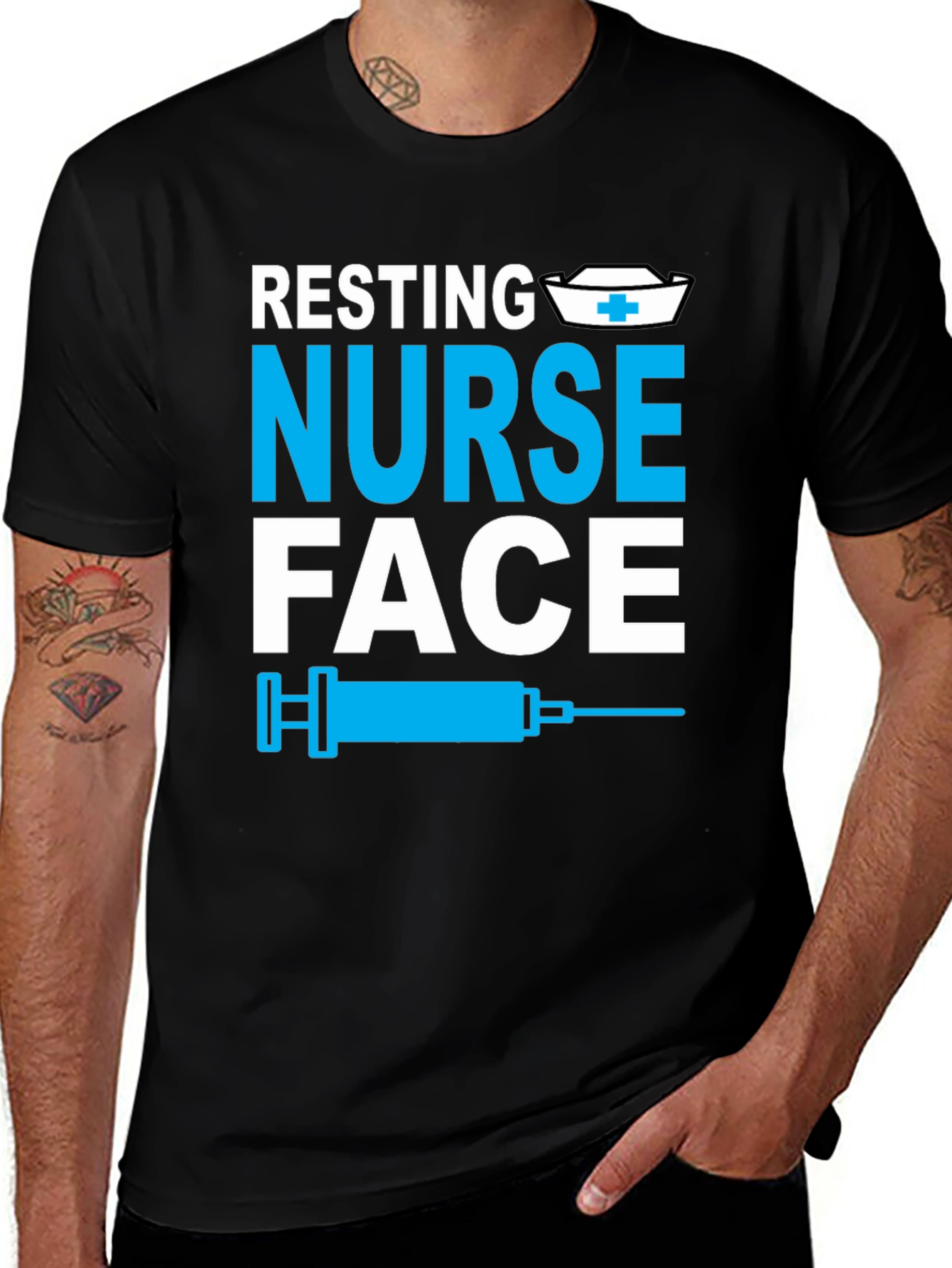 Variant 9 of Resting Nurse Face Graphic Tee - Funny Medical Apparel