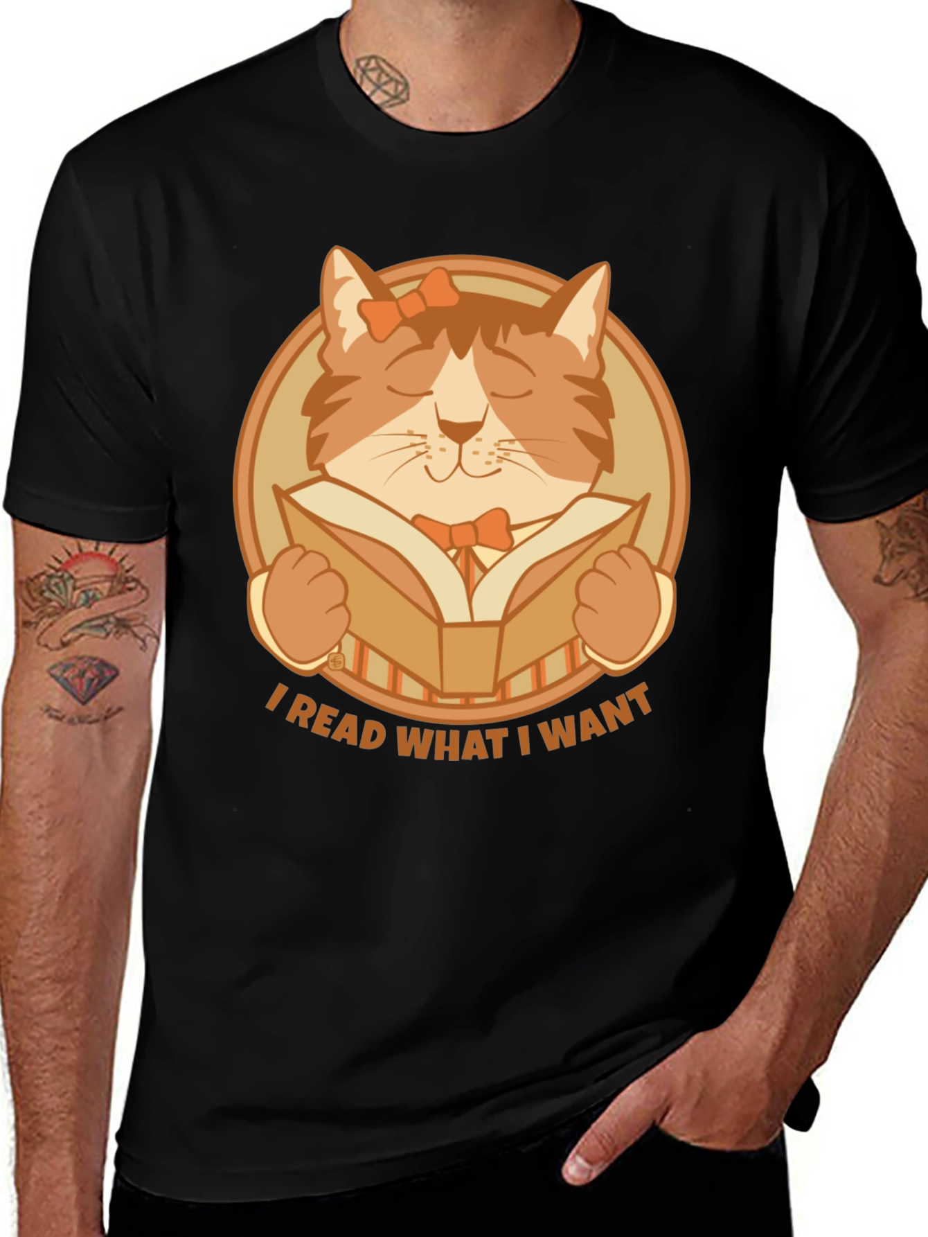 Variant 7 of I Read What I Want Cat Graphic T-Shirt