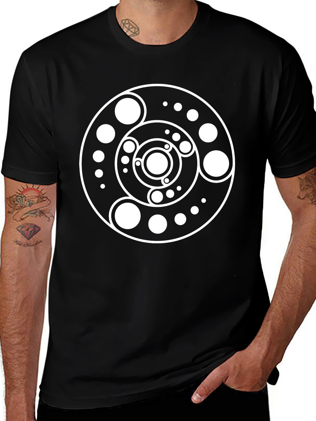 Black Geometric Circle Graphic Black T-Shirt main image