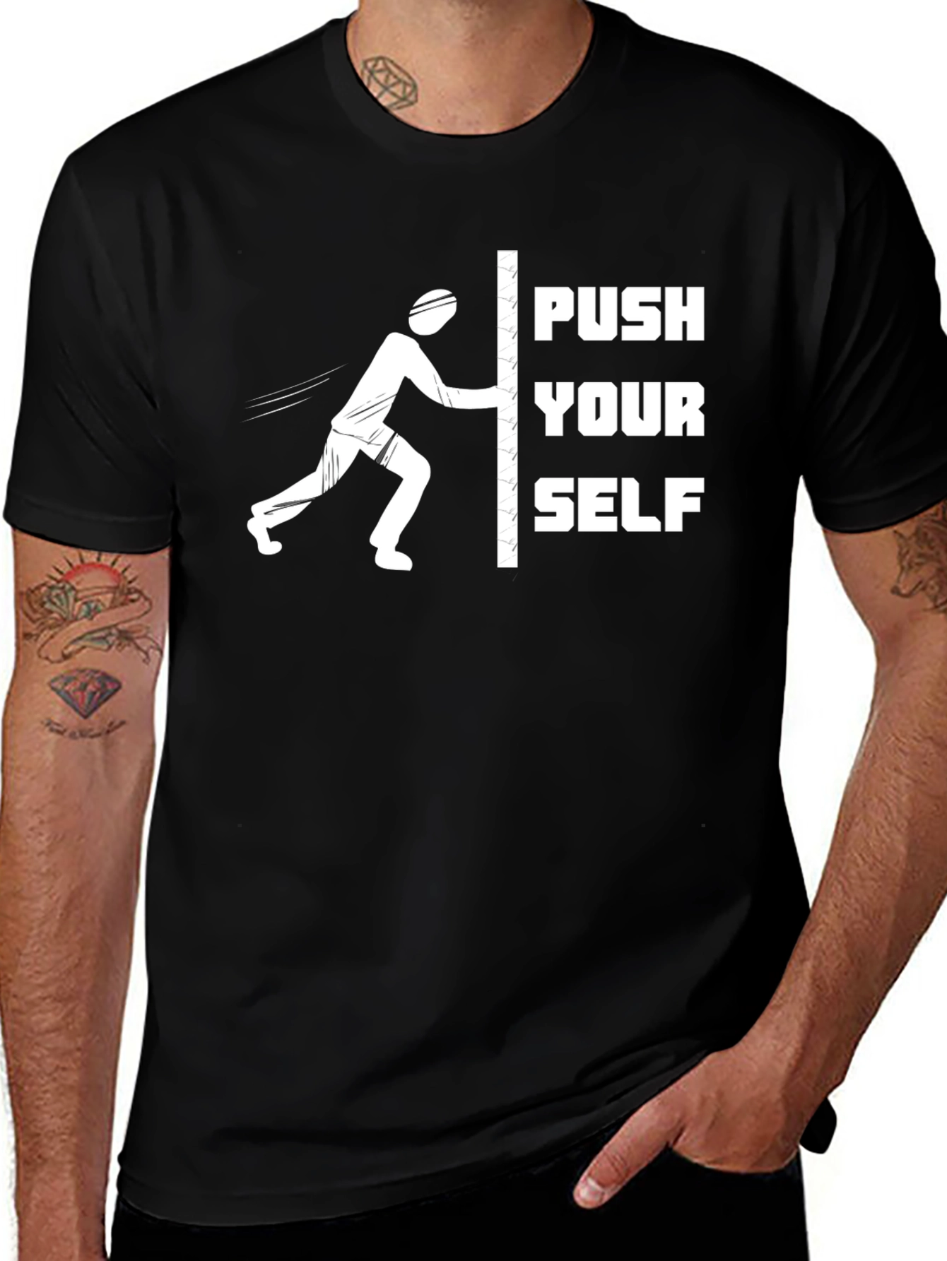 Variant 15 of Push Yourself Black T-Shirt | Motivational