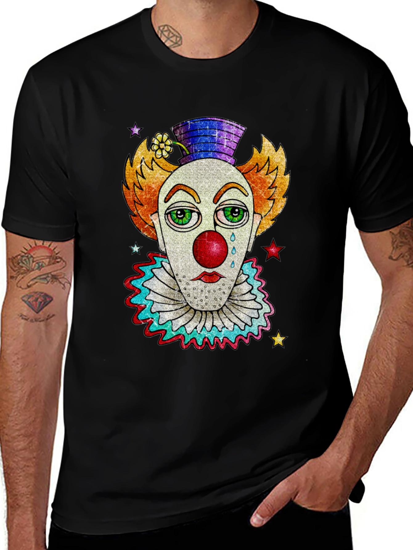 Variant 25 of Sad Clown Graphic Tee - Men's Black T-Shirt