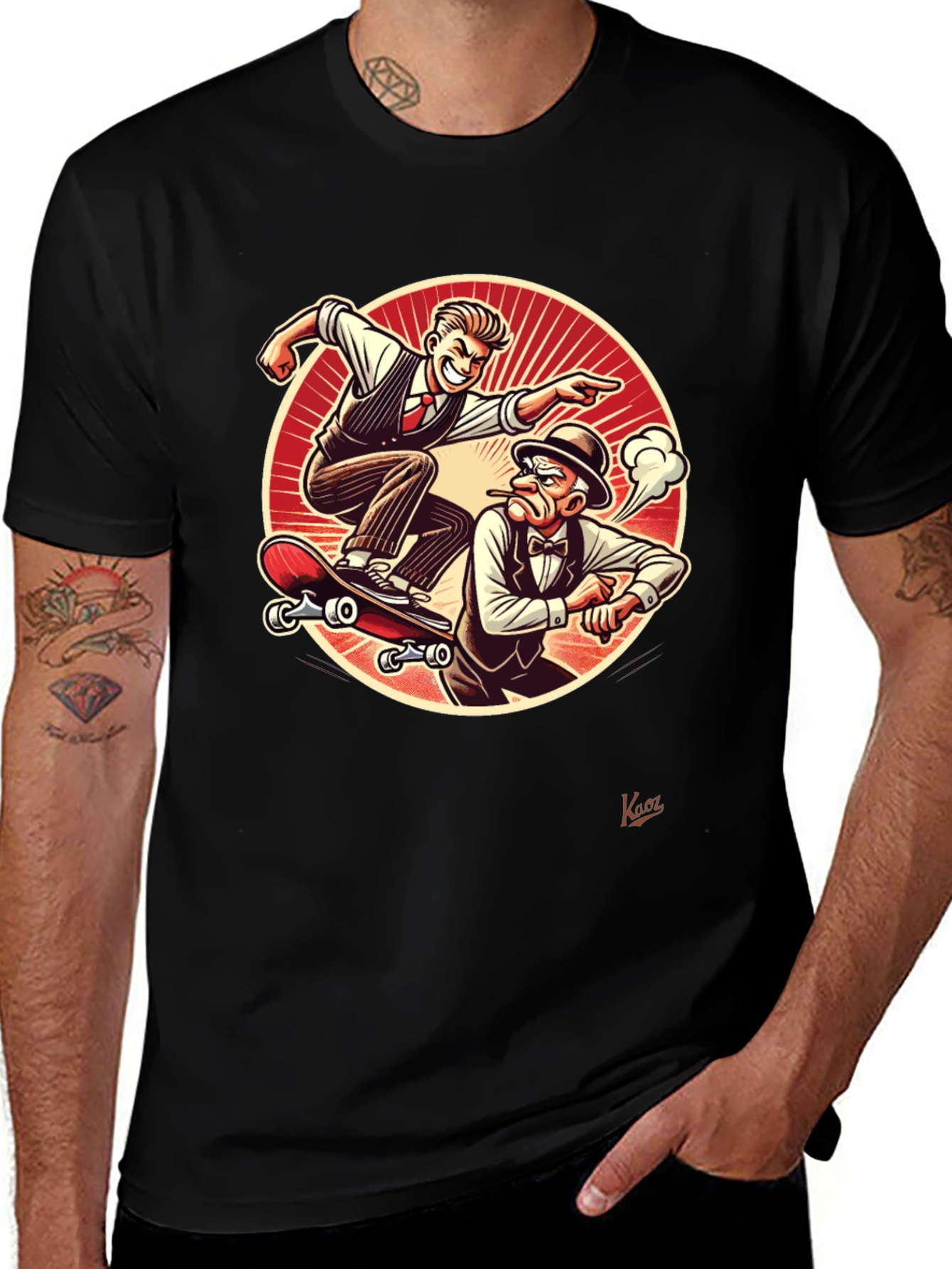 Variant 3 of Retro Cartoon Skateboard T-Shirt