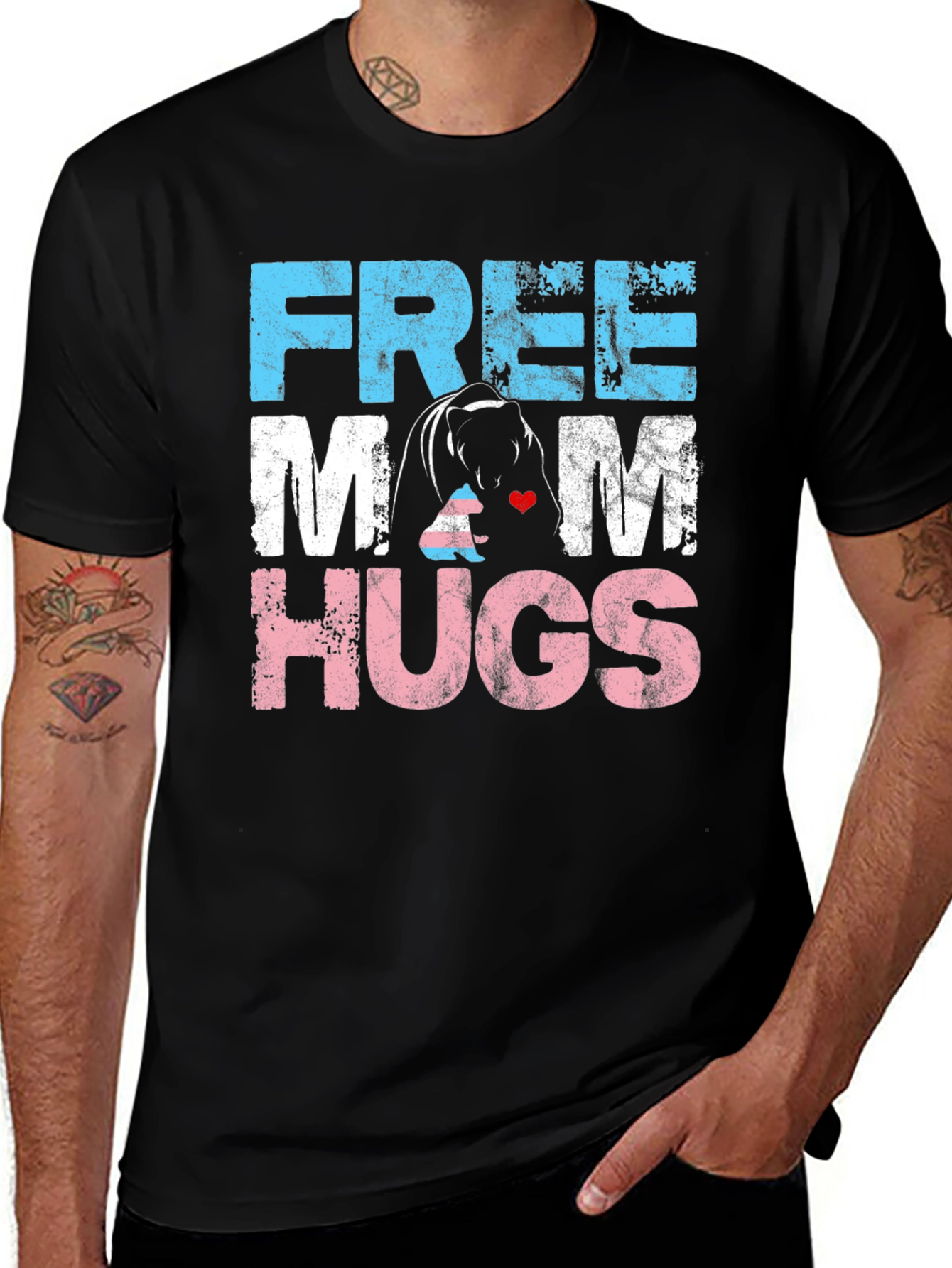 Free Mom Hugs T-Shirt - Bear Hug Graphic Tee