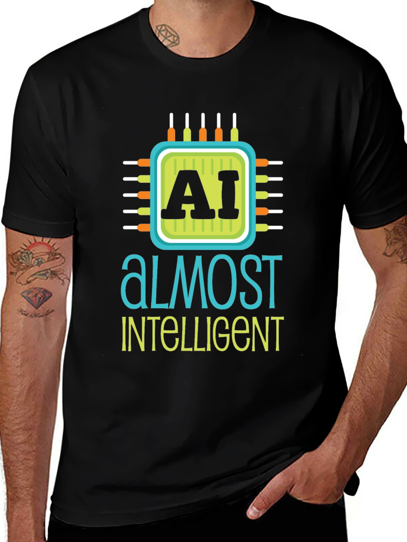 AI Almost Intelligent Black Graphic T-Shirt
