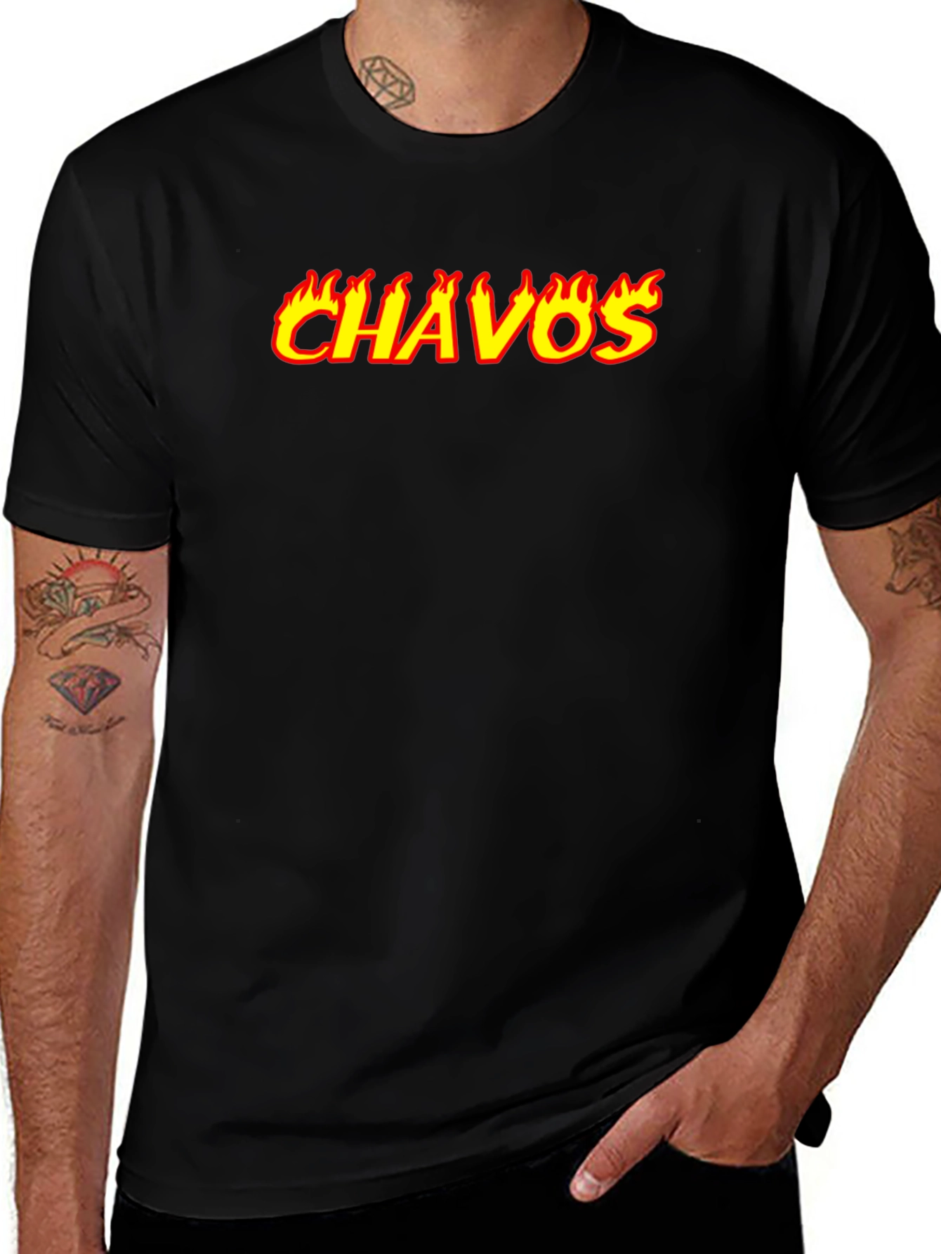 Variant 13 of Chavos Flame Graphic T-Shirt - Black Casual Tee