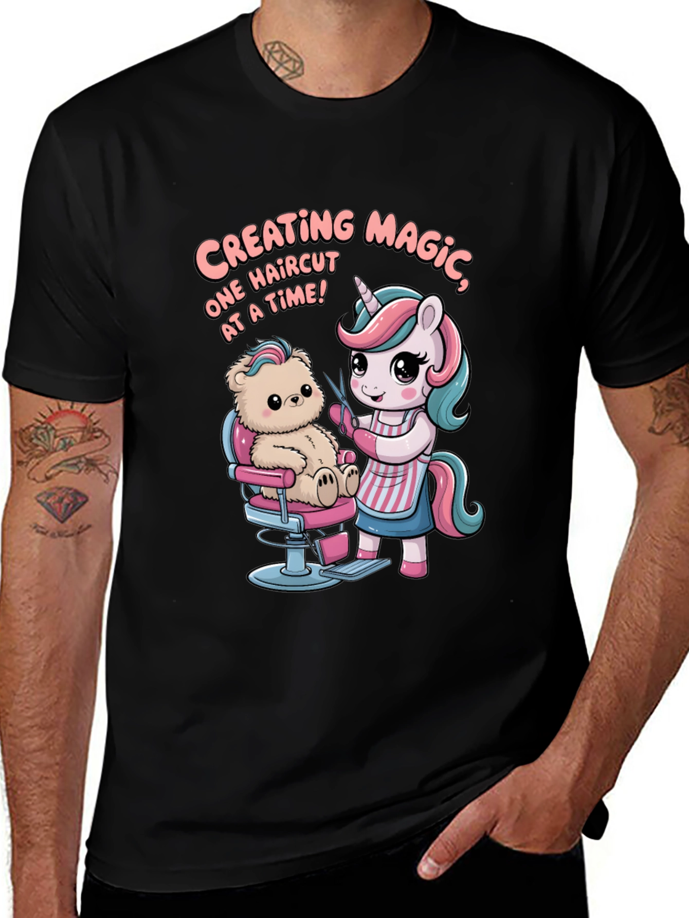 Variant 3 of Cute Unicorn Barber T-Shirt