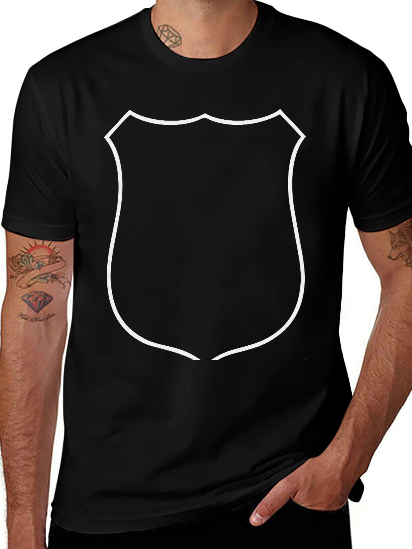 Variant 28 of Black T-Shirt with Shield Graphic