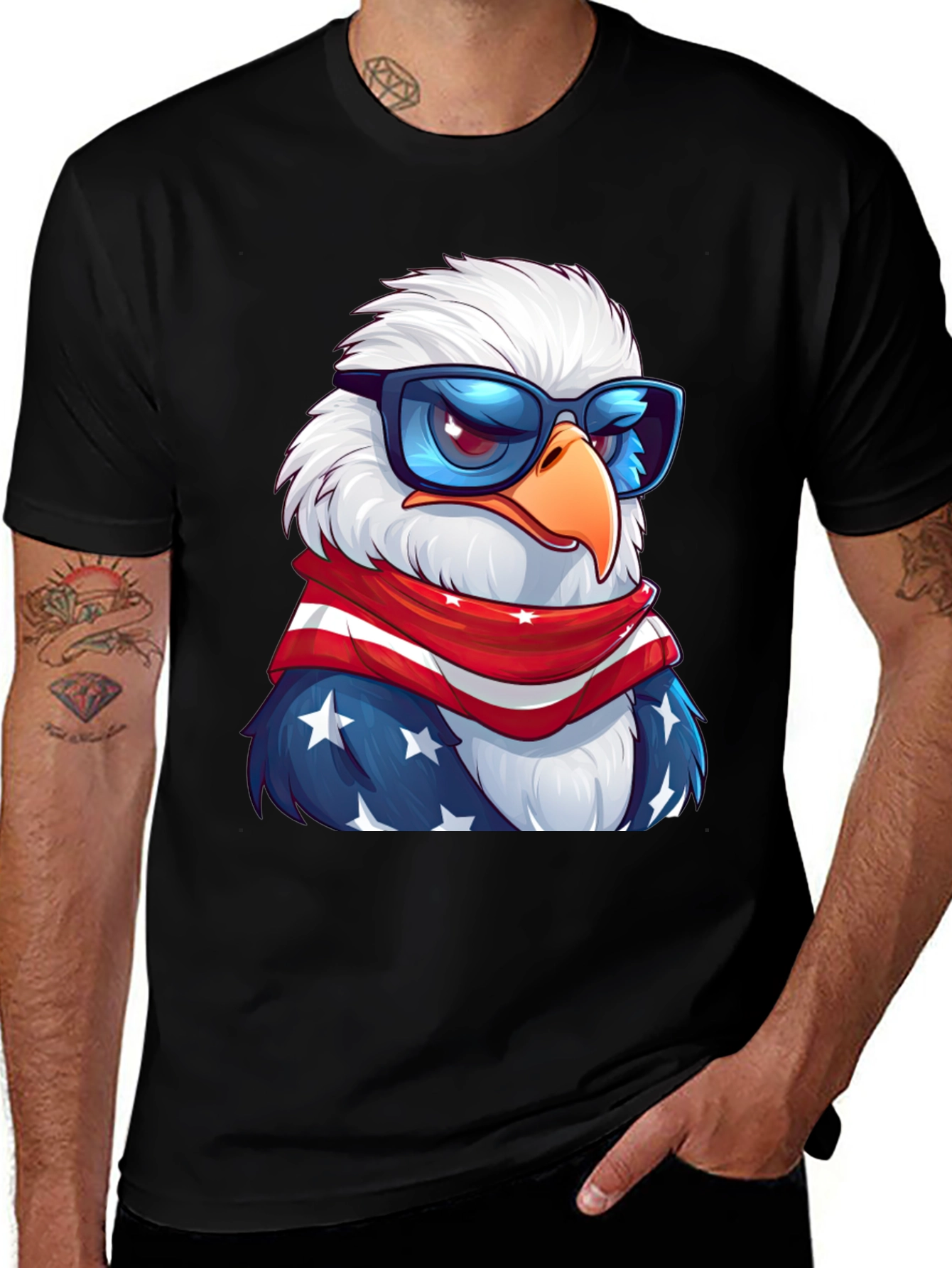 Variant 26 of Eagle with USA Flag Scarf Graphic T-Shirt