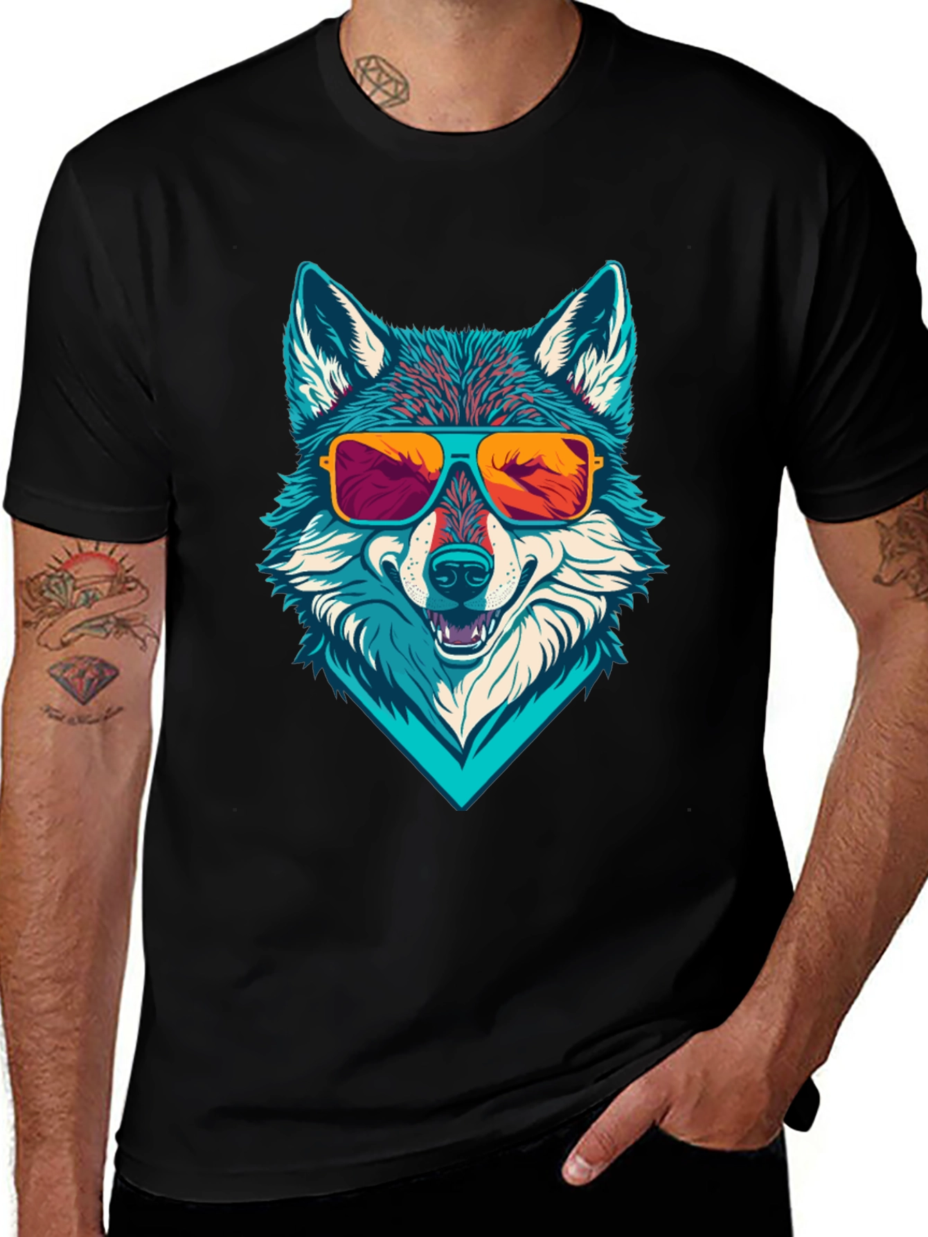 Variant 21 of Cool Wolf Graphic Tee - Sunglasses Design