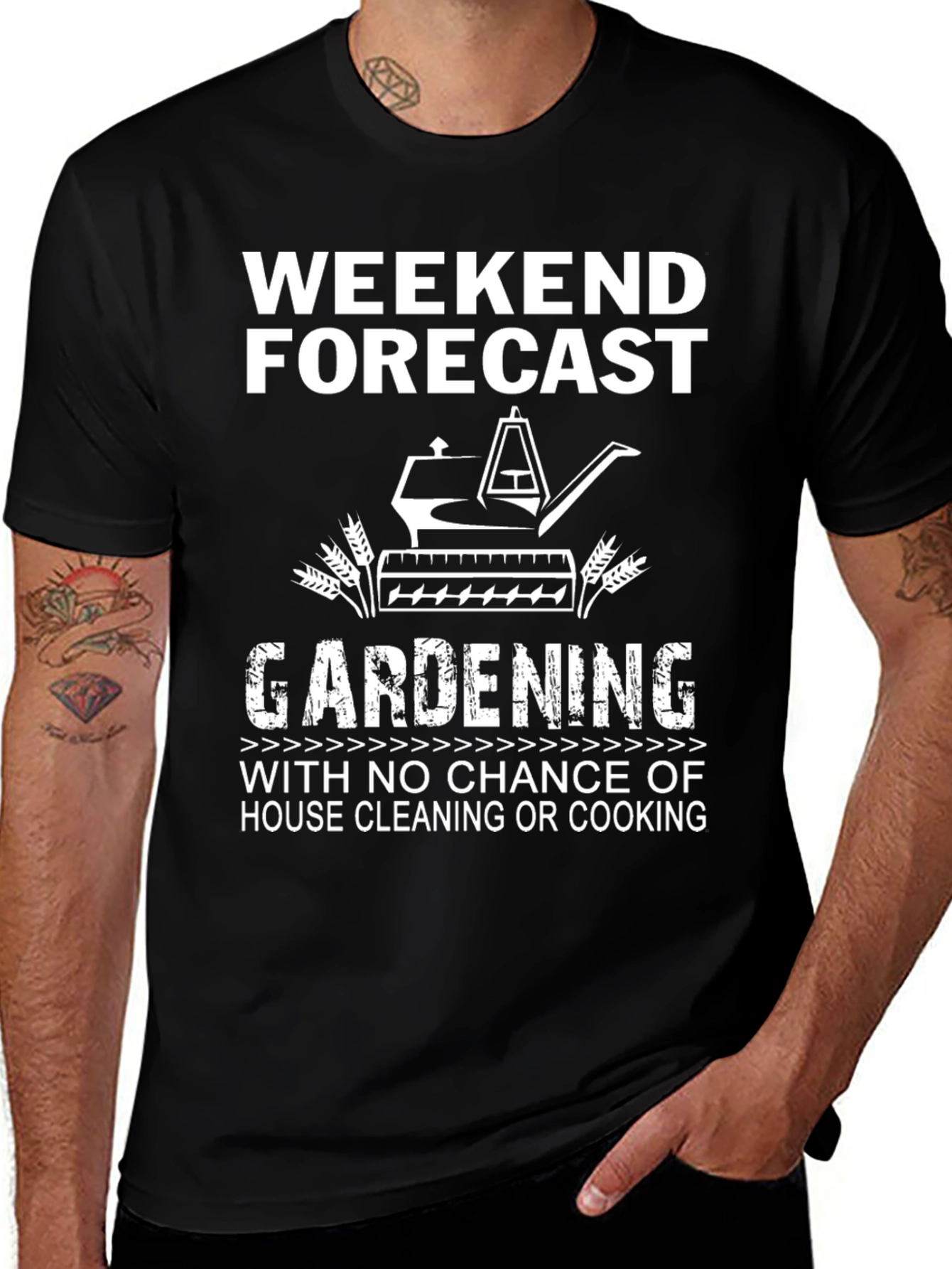 Black Gardening Weekend Forecast T-Shirt main image