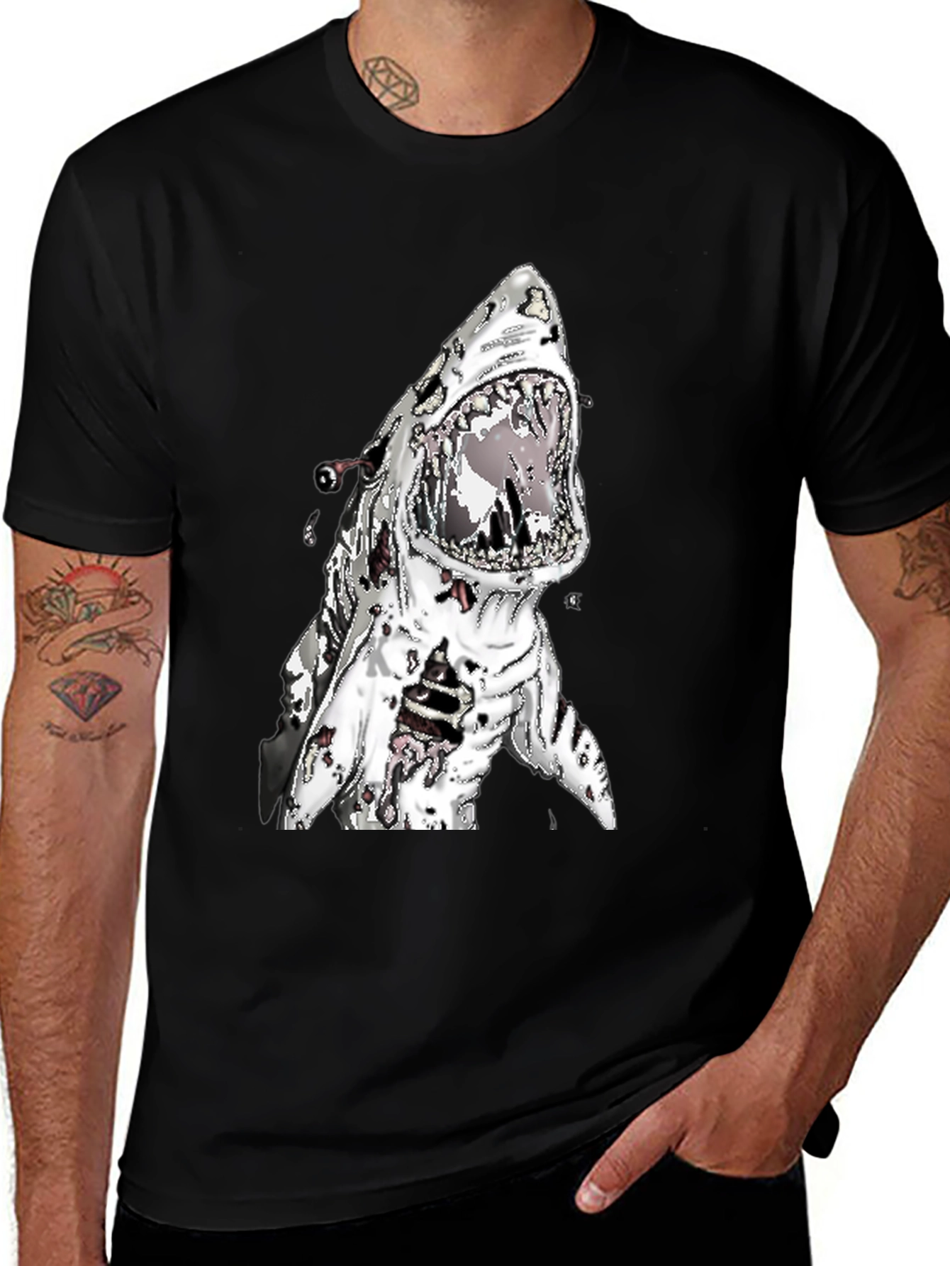 Variant 11 of Zombie Shark Attack Graphic Tee - Black