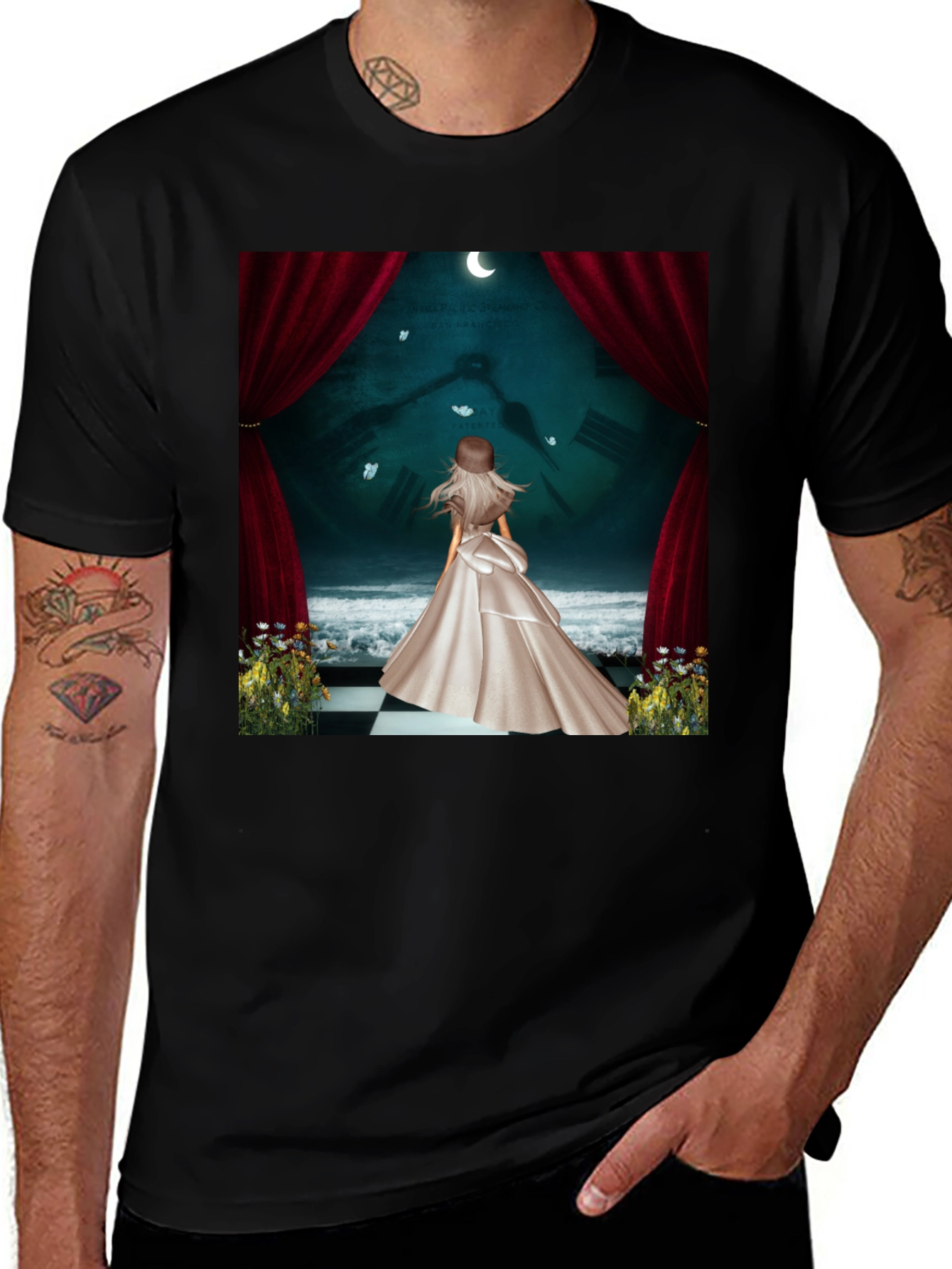 Variant 13 of Whimsical Dream T-Shirt:  Fantasy Midnight Scene