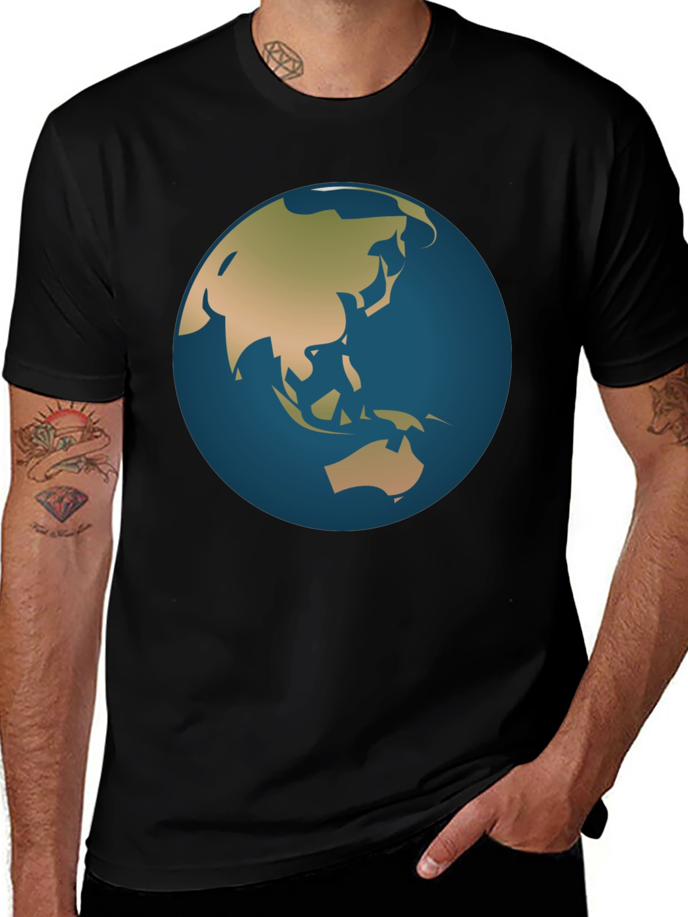 Variant 24 of Earth Graphic Print Black T-Shirt