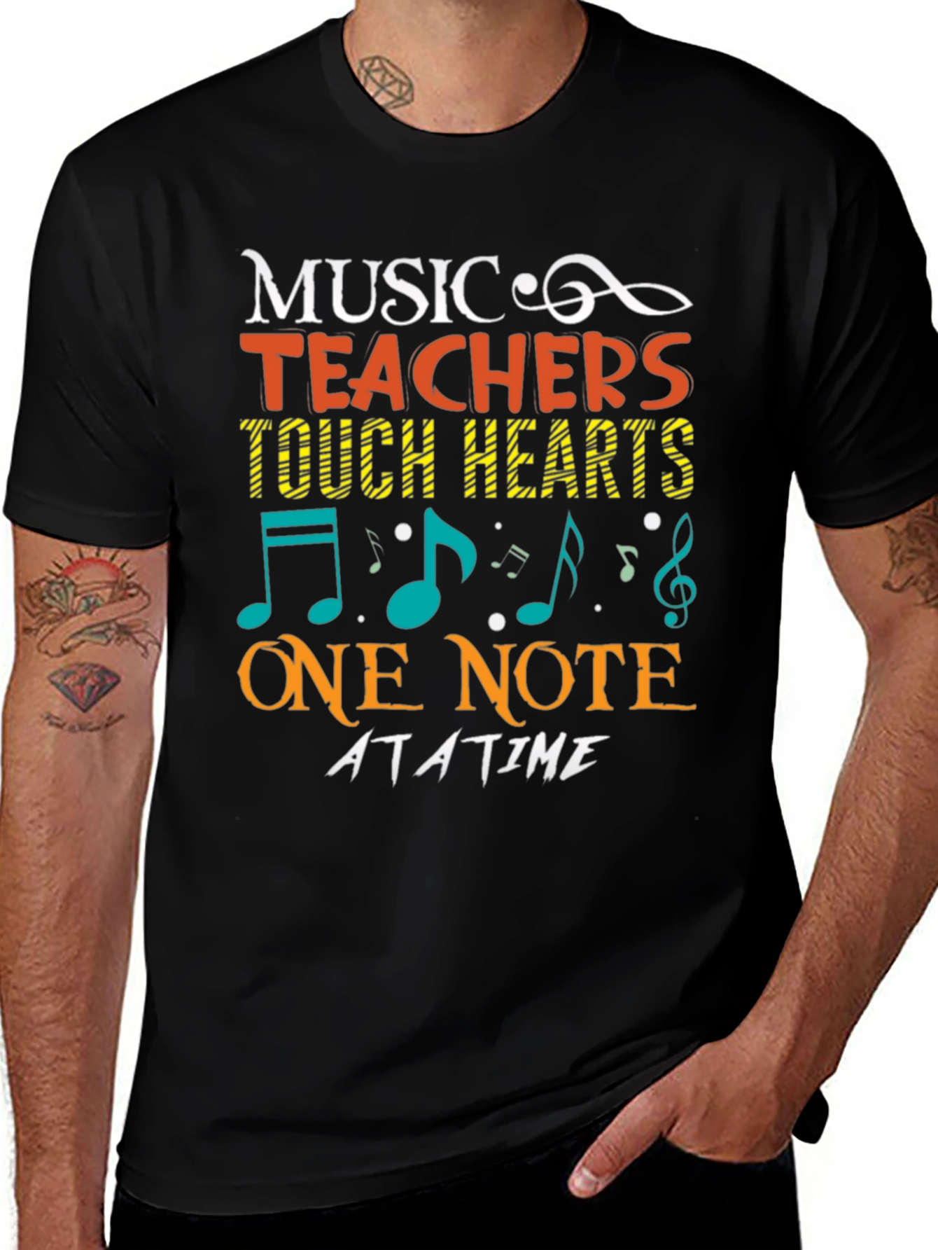 Variant 14 of Music Teacher Tee: Touch Hearts One Note at a Time