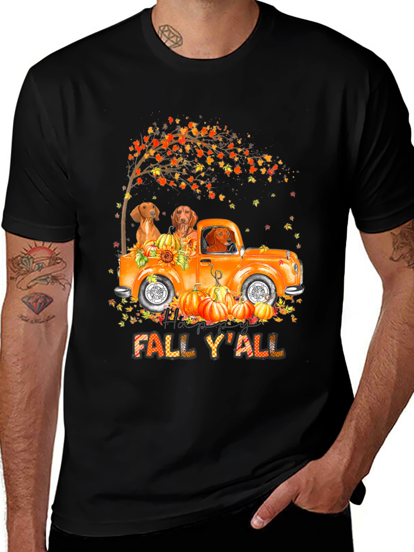 Variant 17 of Fall Y'all Dog Truck T-Shirt