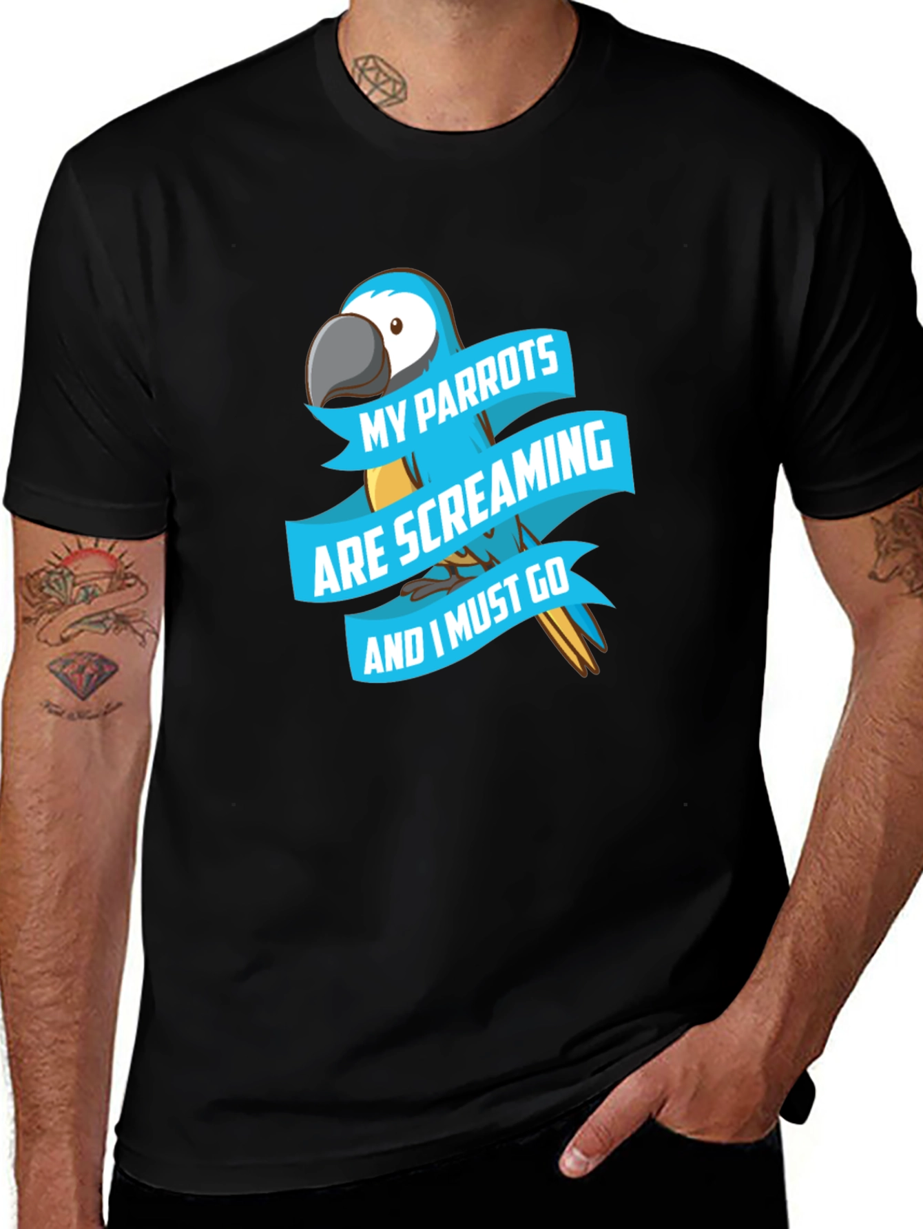 Variant 13 of Parrot Lover T-Shirt - Screaming Parrots Graphic Tee