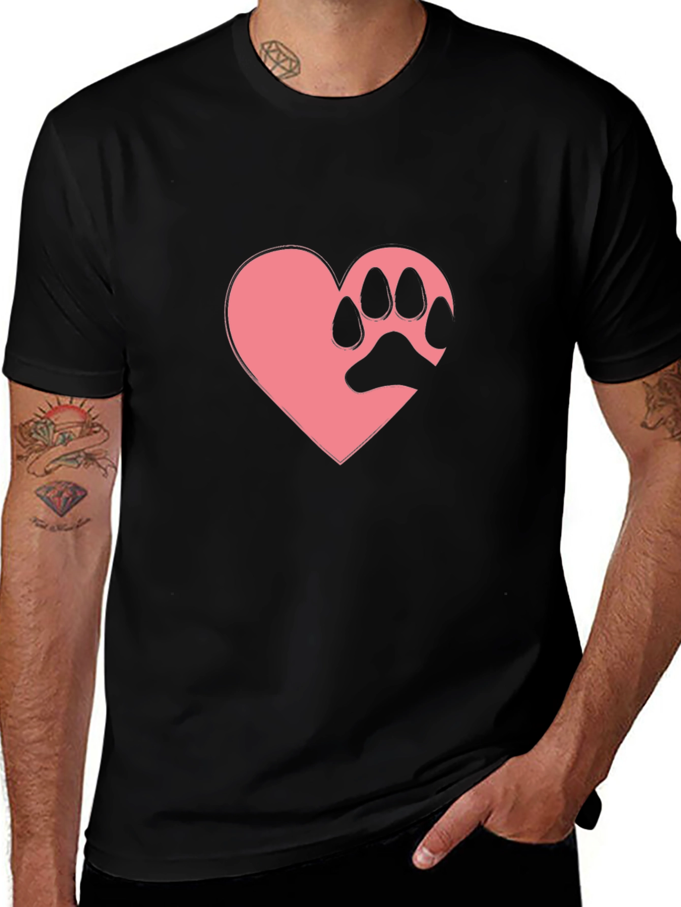 Variant 23 of Paw Print Heart T-Shirt - Unisex Pet Lover Tee