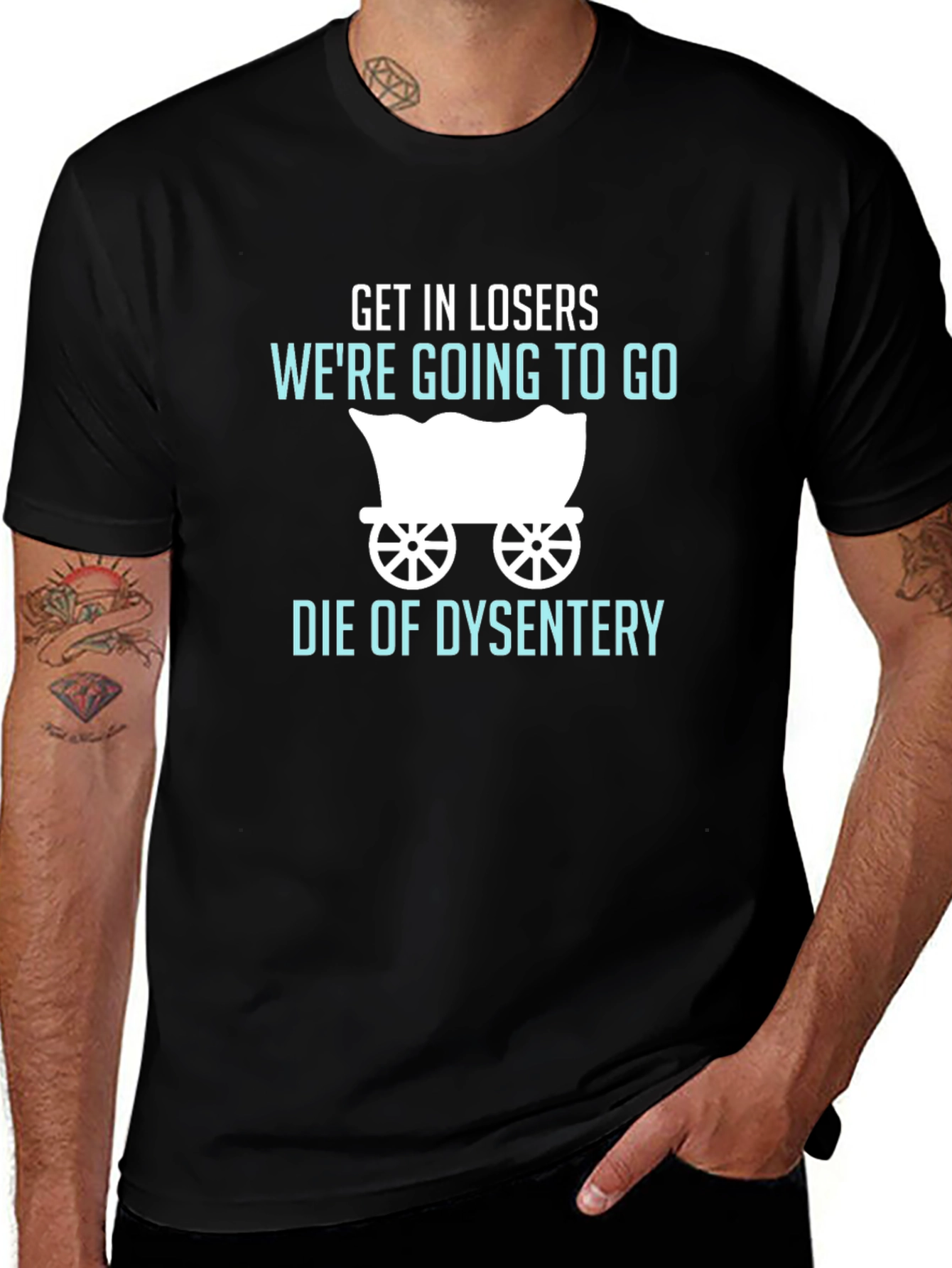 Variant 17 of Get In Losers T-Shirt - Oregon Trail Style Tee