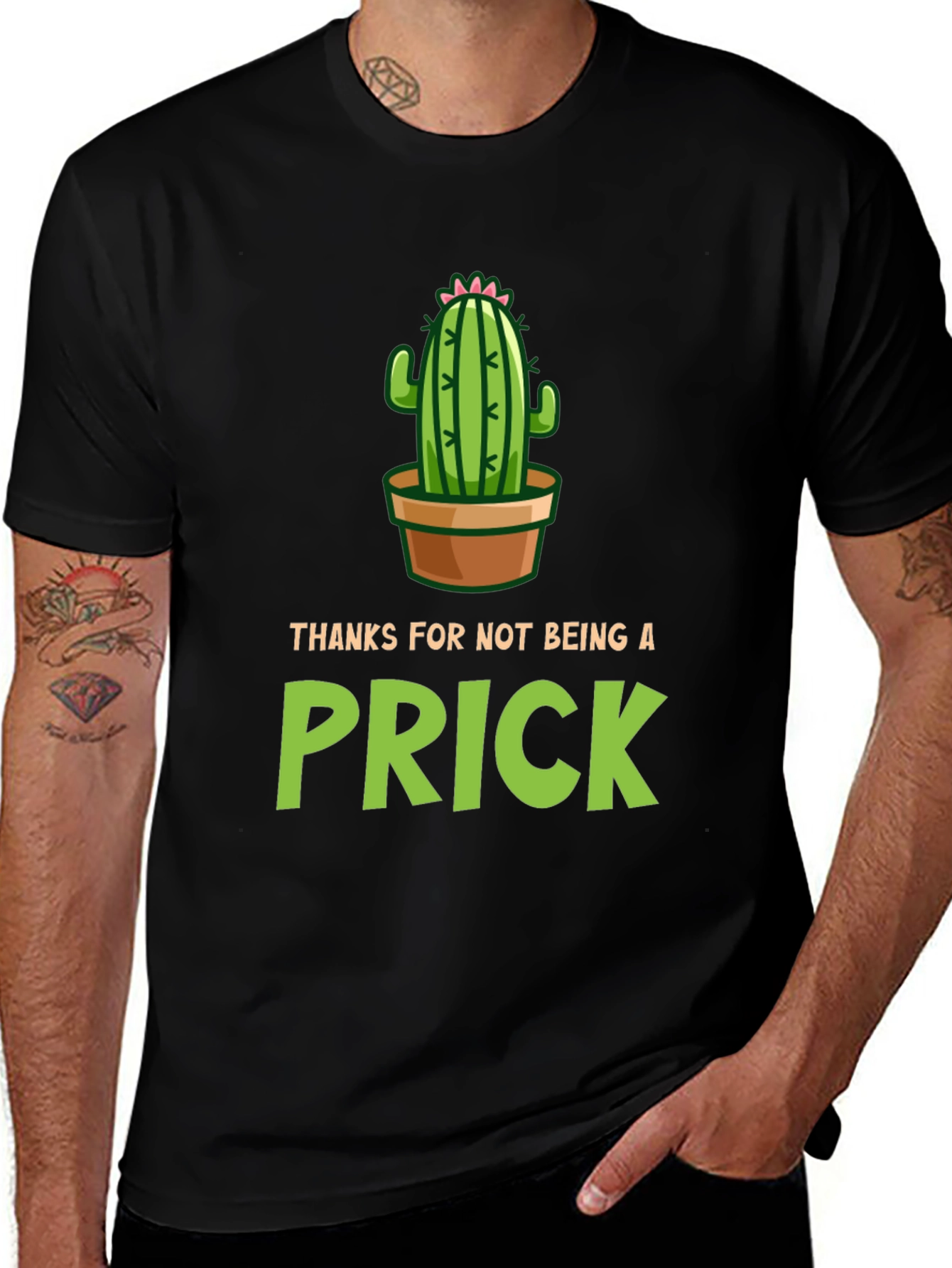 Variant 12 of Cactus Graphic T-Shirt - 'Thanks For Not Being A Prick' Design