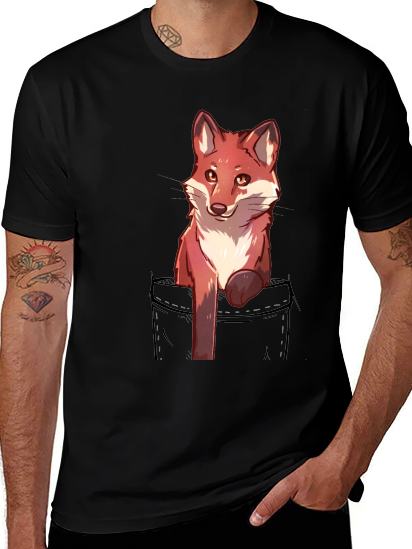 Fox in Pocket Graphic T-Shirt