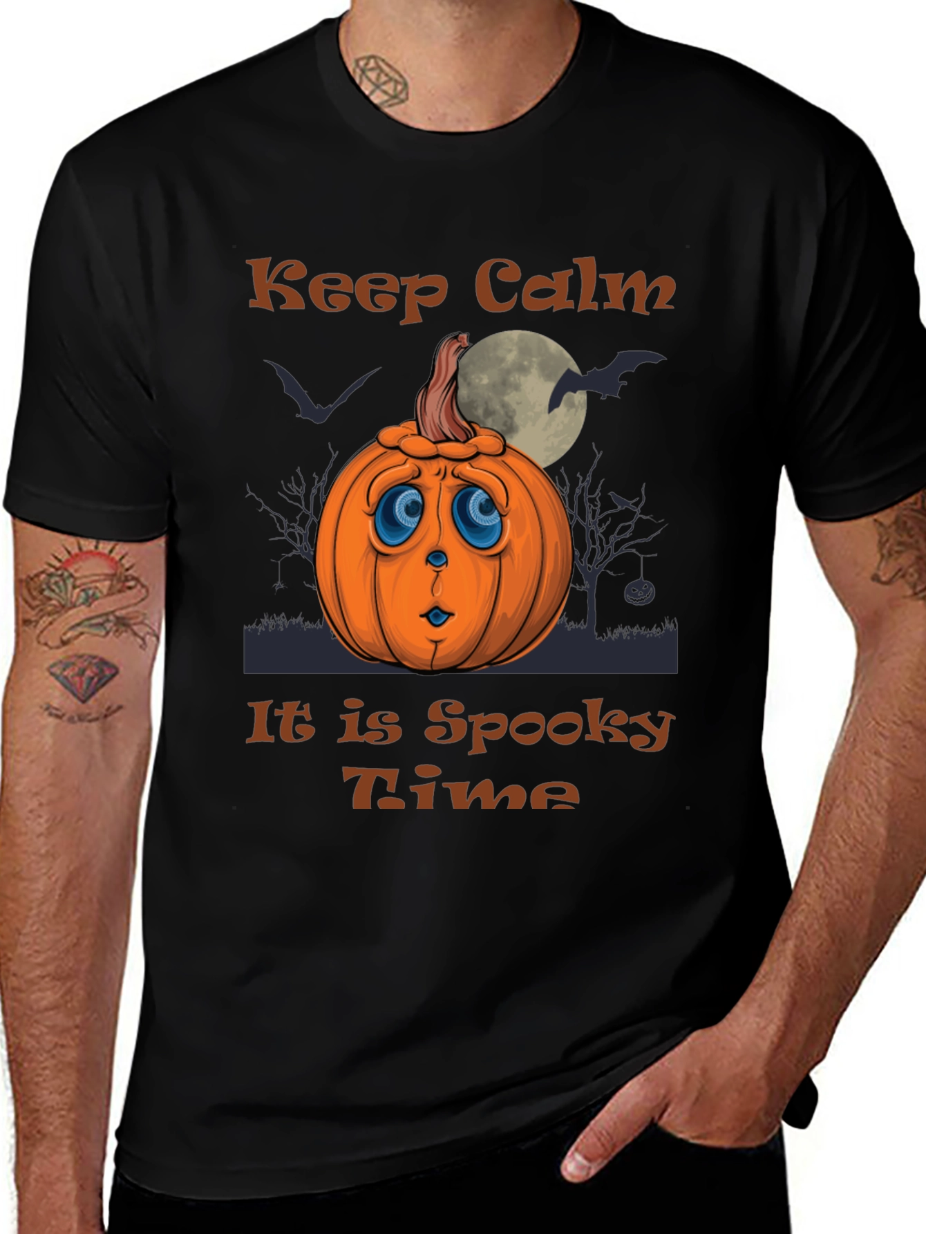 Keep Calm It's Spooky Time Halloween Pumpkin T-Shirt