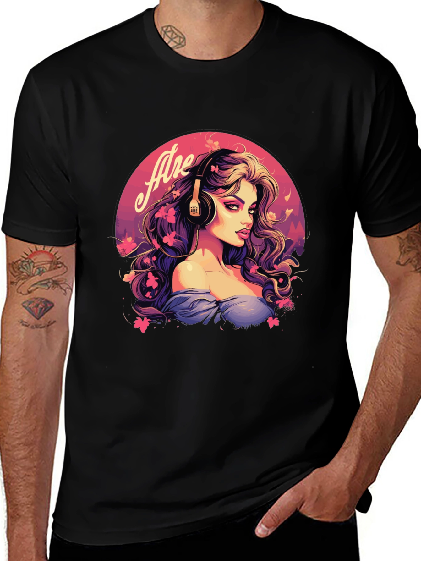 Variant 17 of Headphone Girl Black T-Shirt