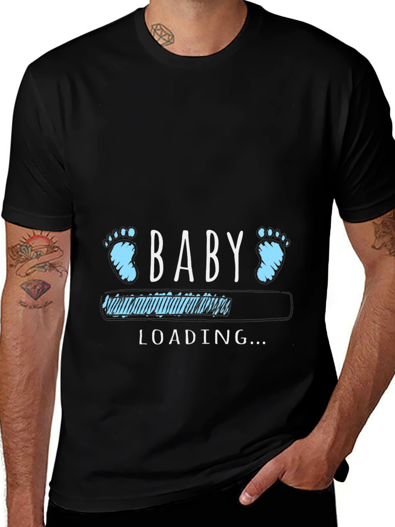 Variant 28 of Baby Loading Black Graphic Tee - New Parent Shirt
