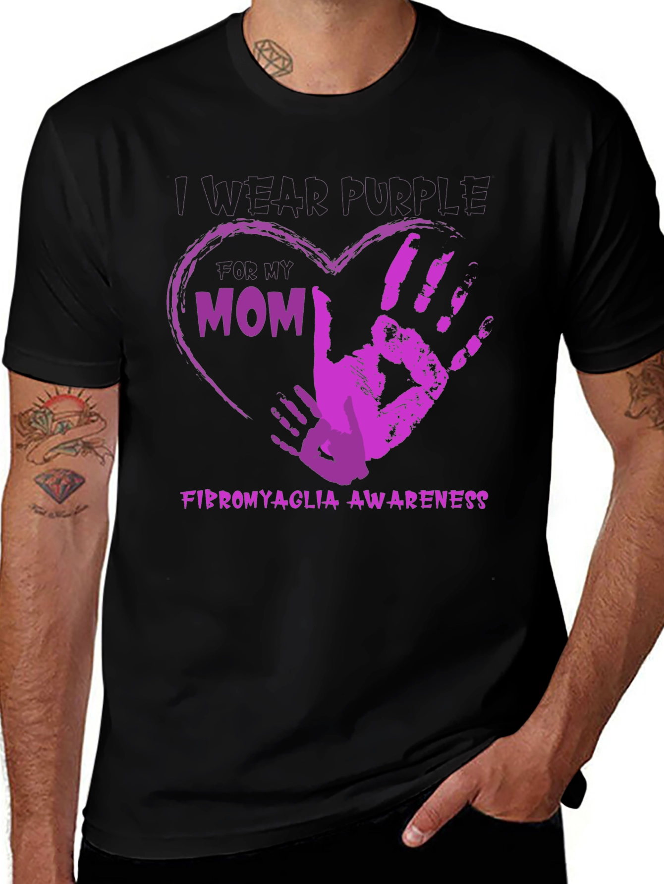 Fibromyalgia Awareness T-Shirt - I Wear Purple For My Mom