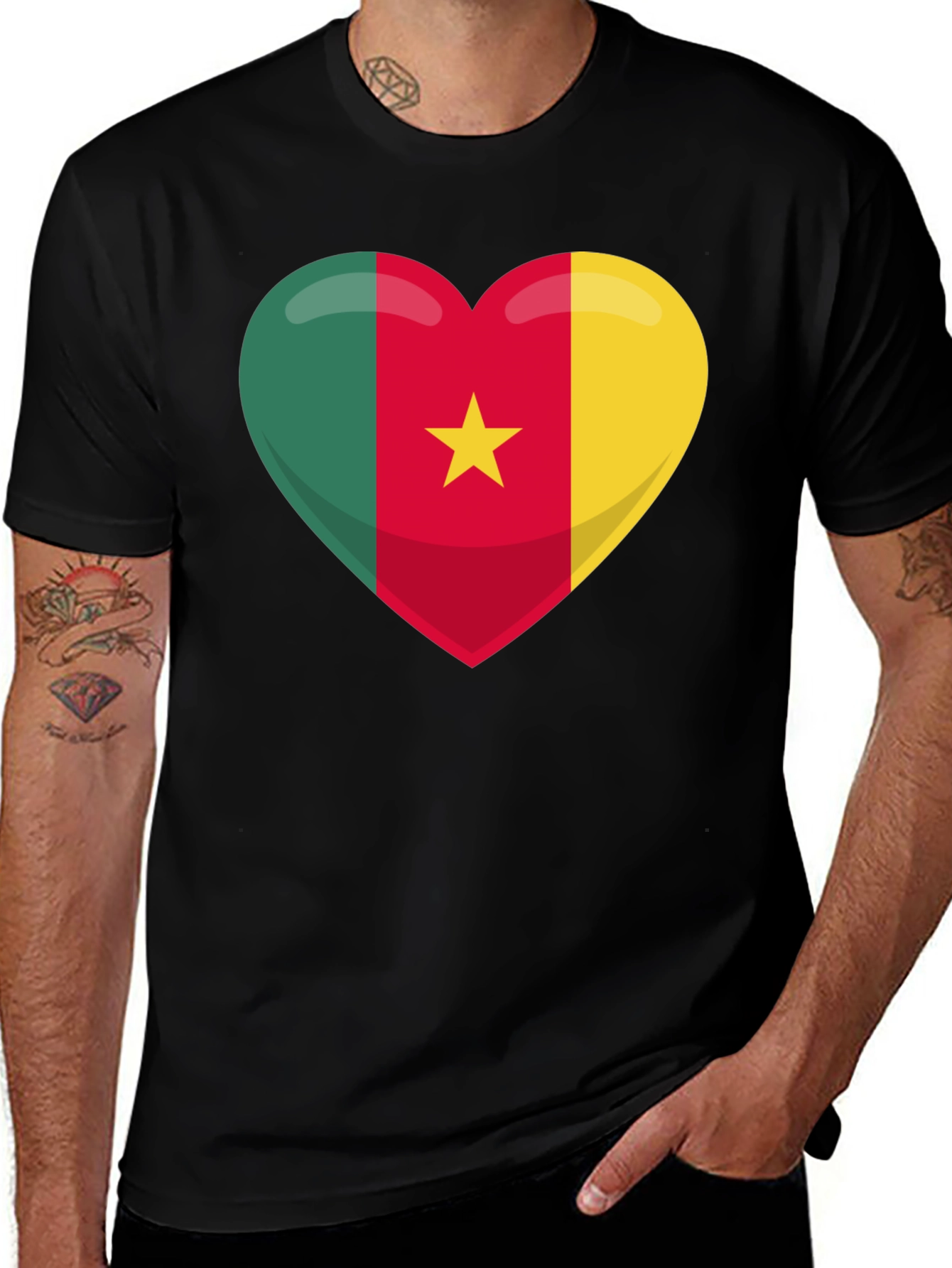Variant 9 of Cameroon Flag Heart T-Shirt