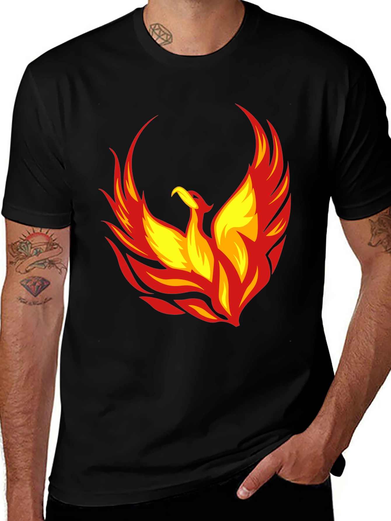 Variant 24 of Phoenix Graphic Print Black T-Shirt for Men