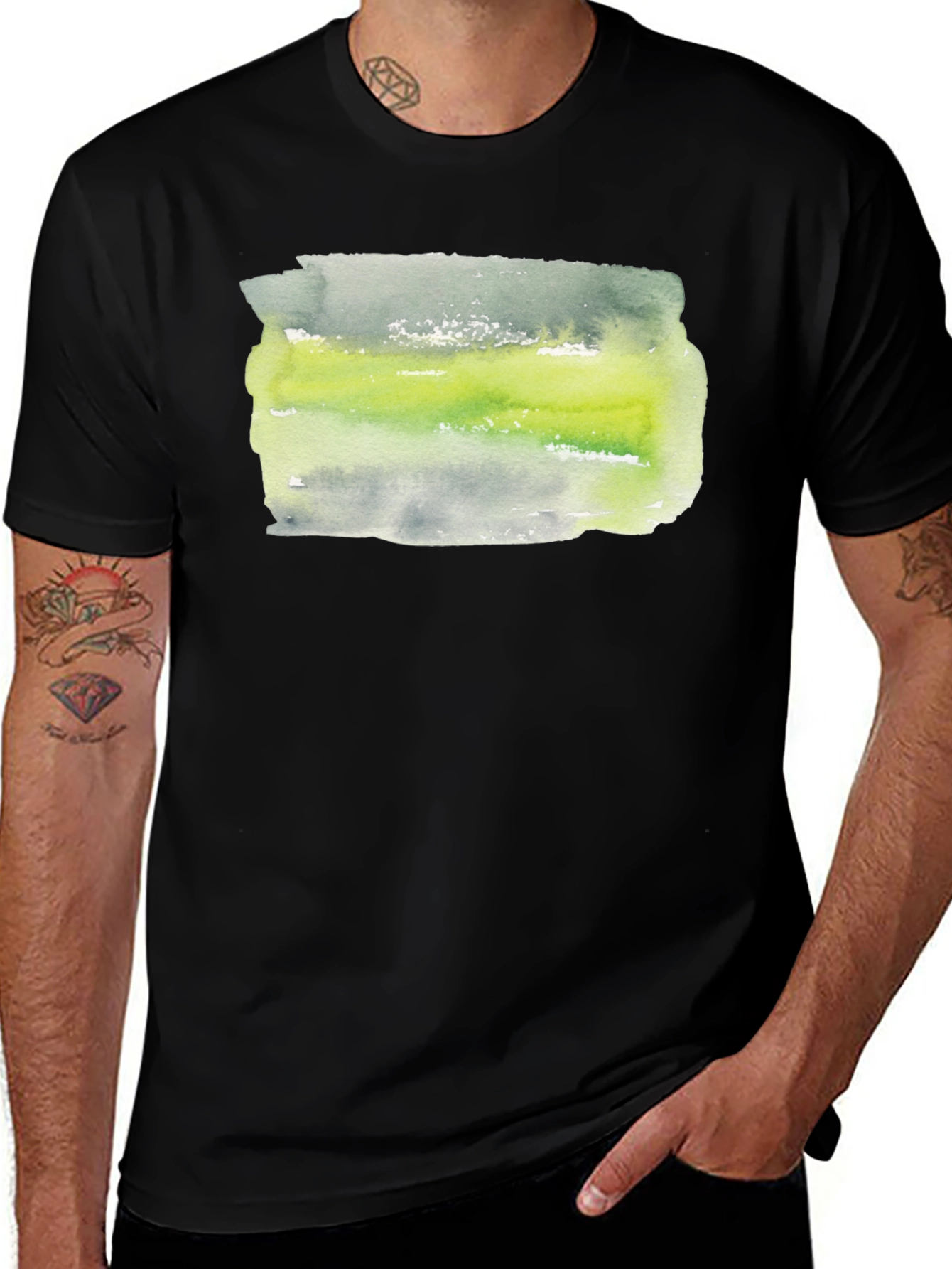 Variant 4 of Watercolor Stripe Graphic Tee - Modern Artistic Design