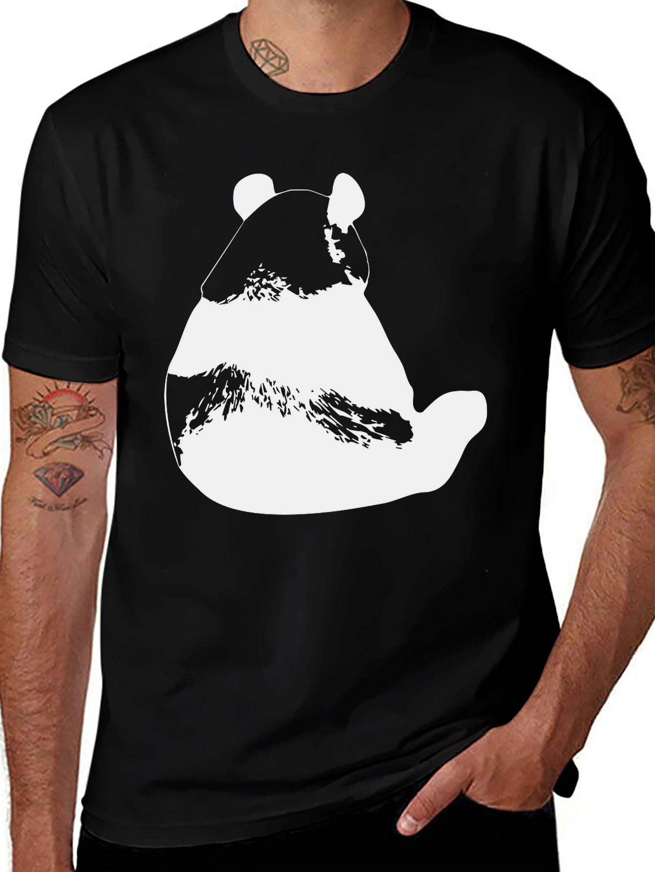 Variant 30 of Panda Graphic T-Shirt - Black Cotton Blend Tee