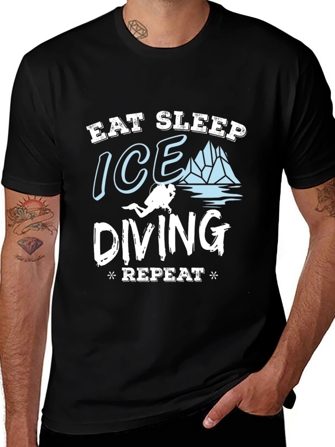 Eat Sleep Ice Diving Repeat Funny Scuba Diver T-Shirt