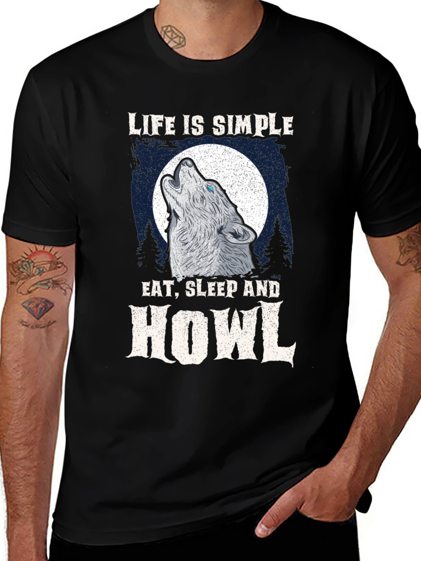 Variant 13 of Life is Simple Wolf Howl Graphic Tee