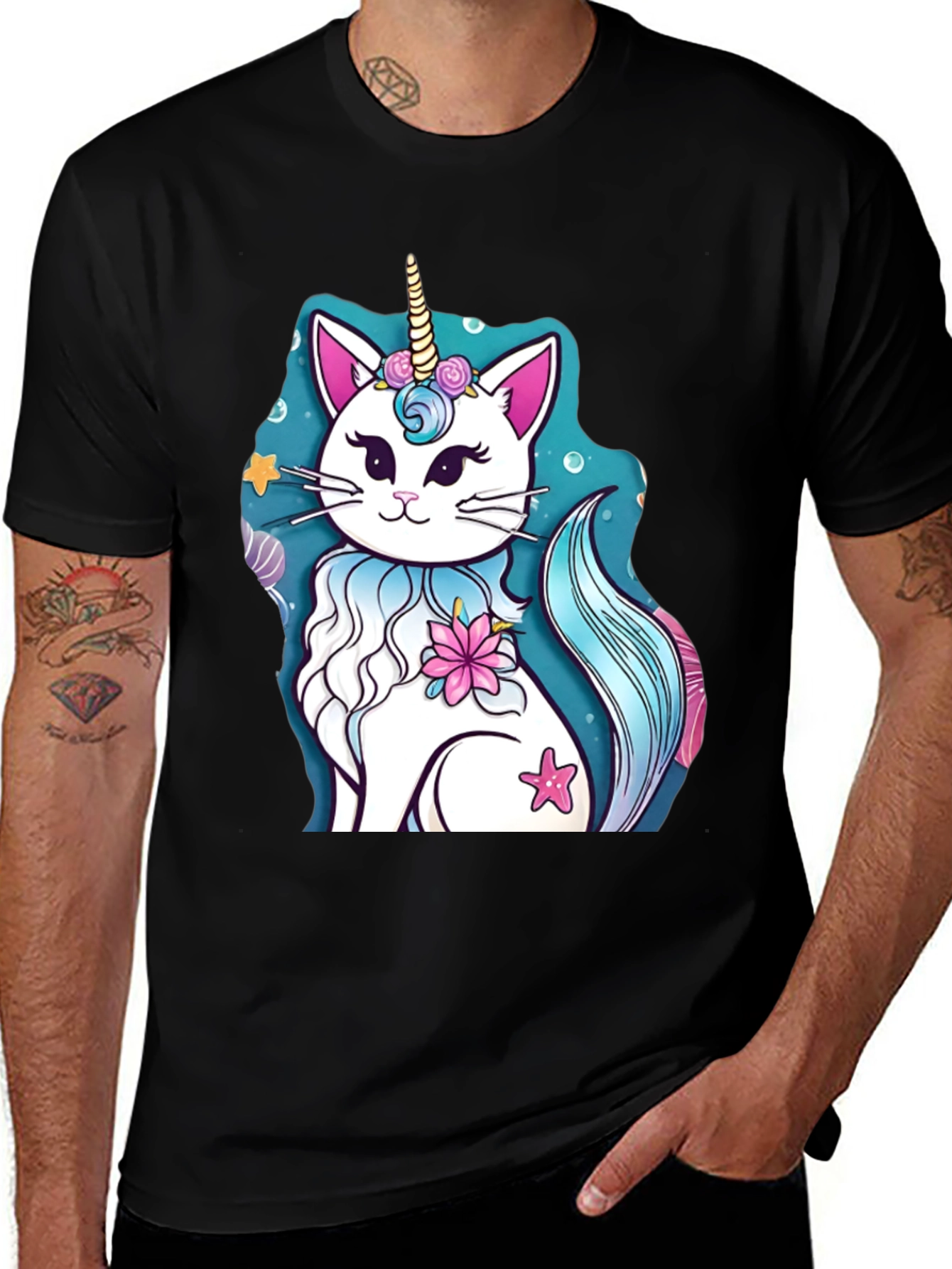 Black Unicat T-Shirt - Cat Unicorn Design main image