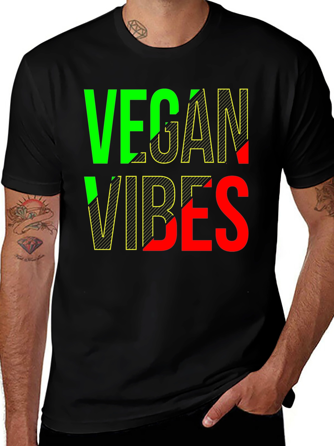 Variant 19 of Vegan Vibes Graphic T-Shirt - Unisex Black Tee
