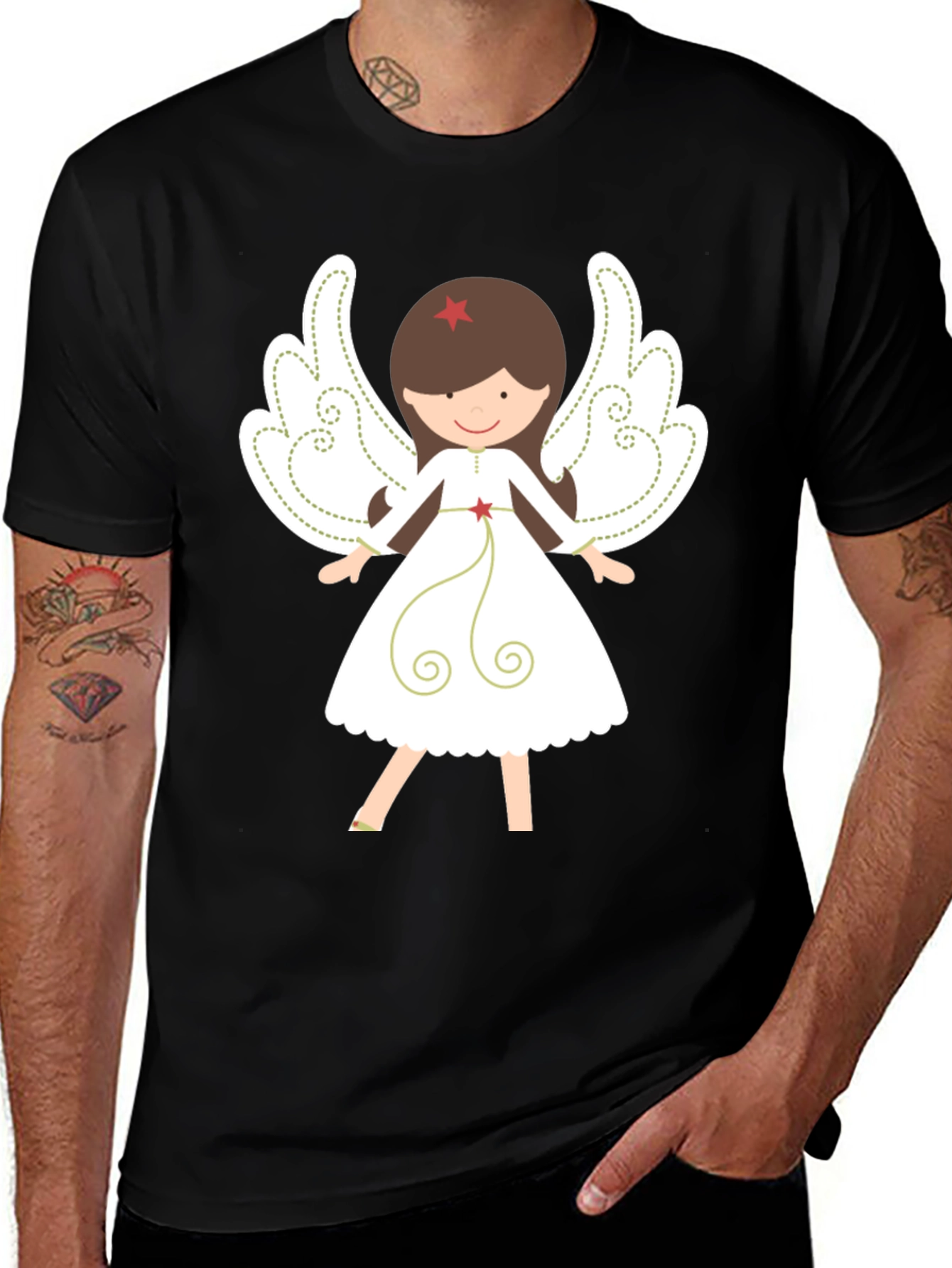 Variant 8 of Angel Graphic Tee - Festive Holiday Shirt