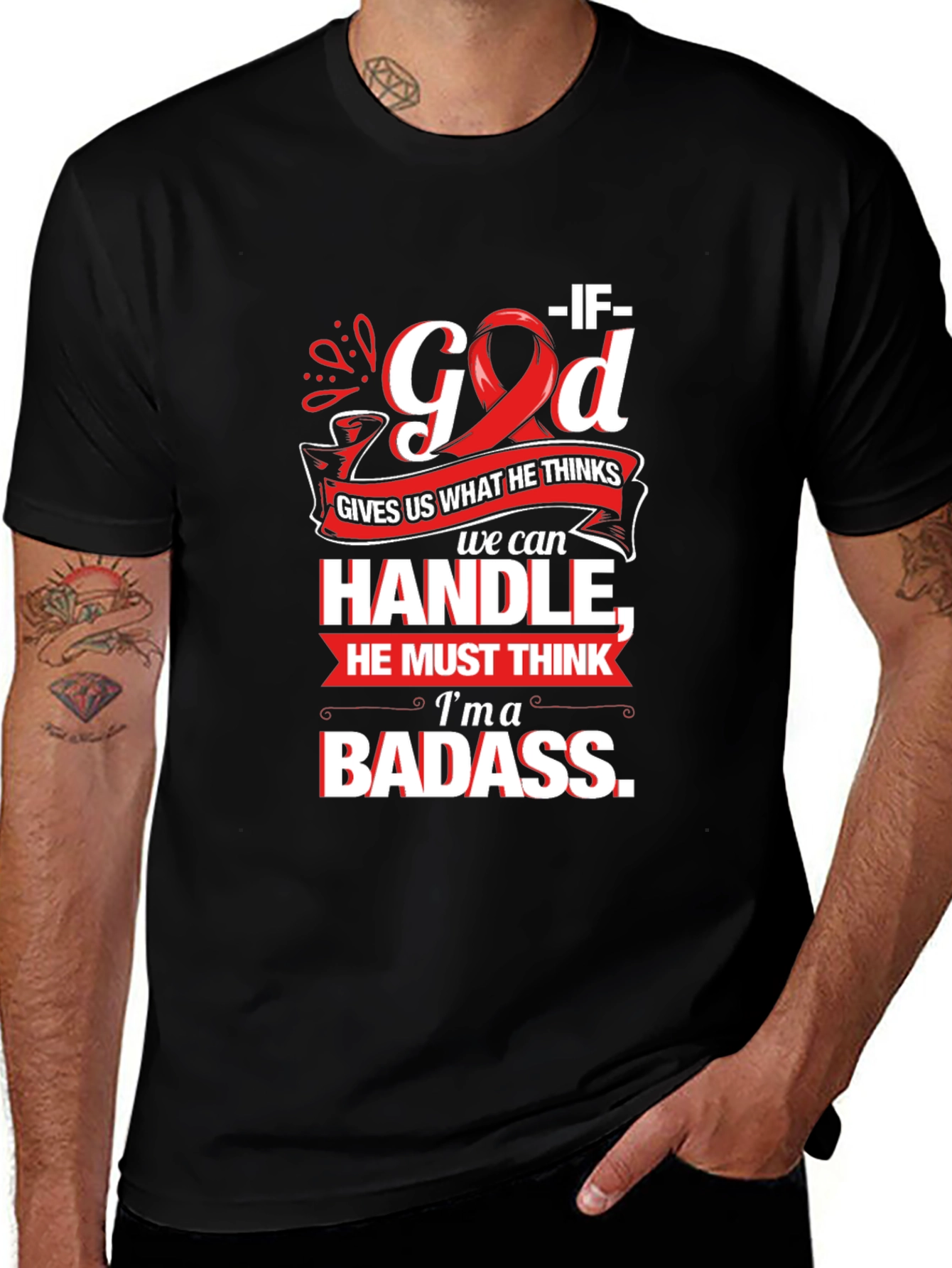 Variant 30 of "I'm a Badass" Graphic T-Shirt - Black Cotton Tee