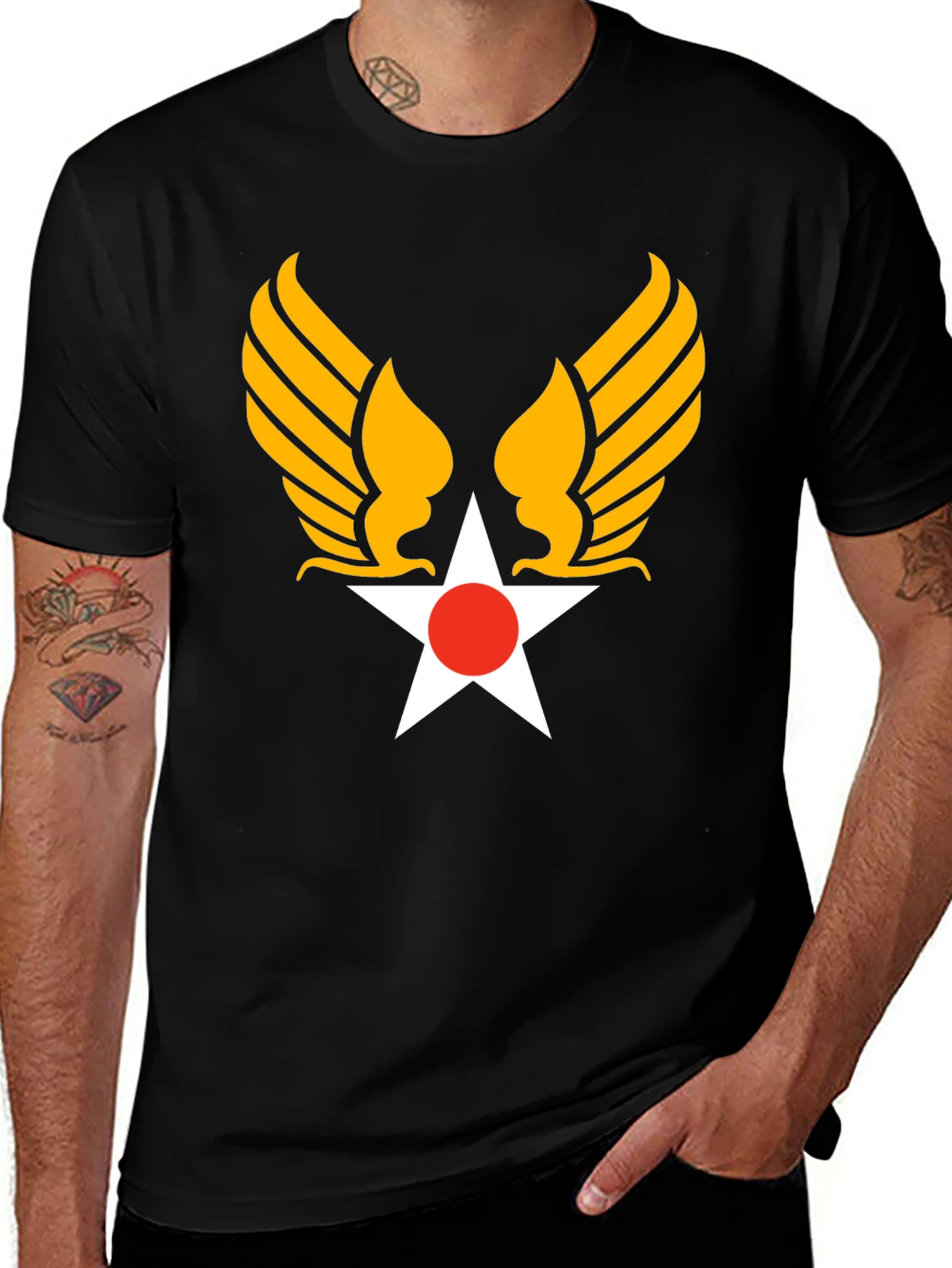 Variant 21 of Vintage Style Winged Star Graphic T-Shirt